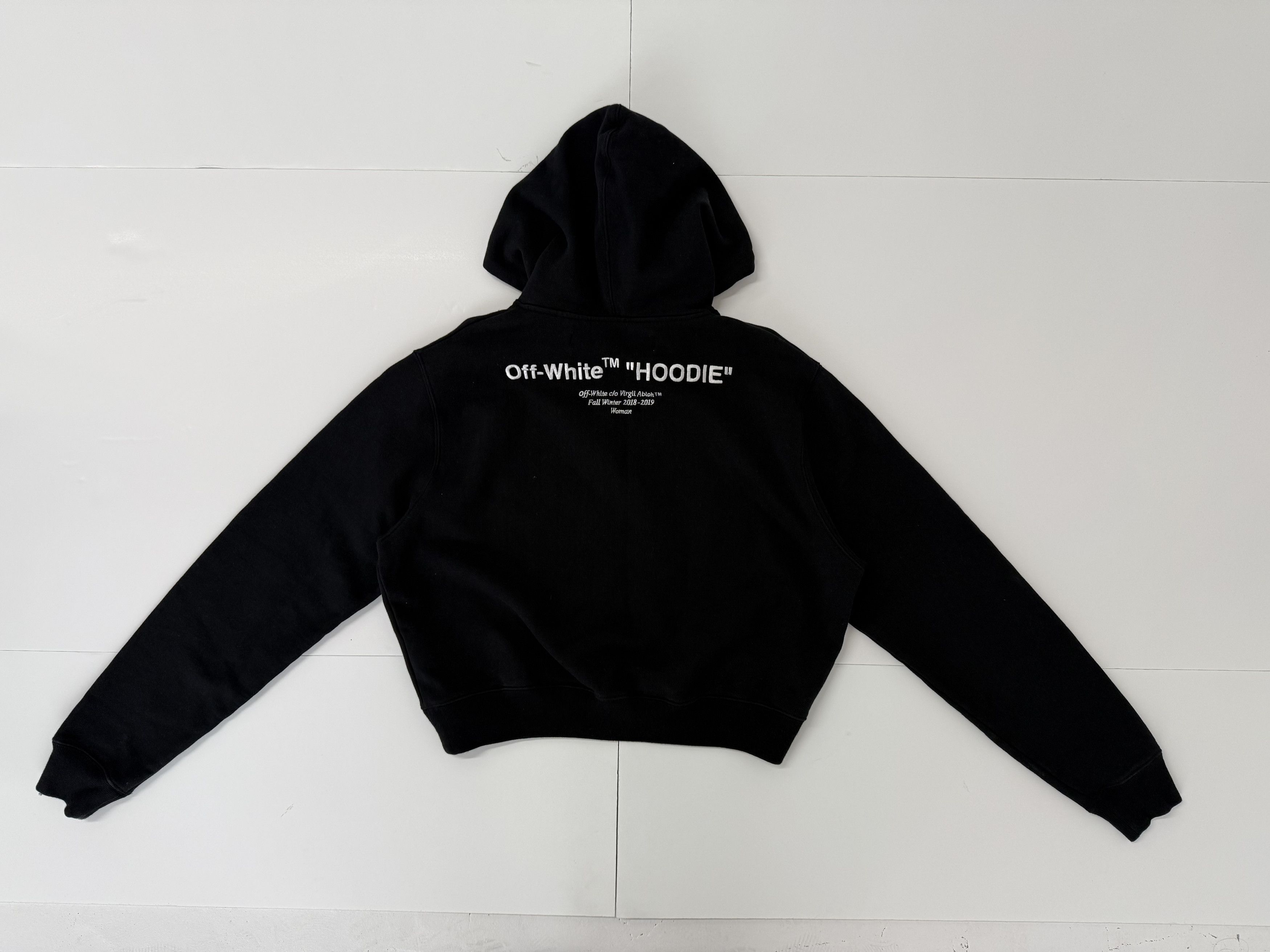 Off-White *USED* Women Off White Crop Hoodie - Black / Medium Size M / US 6-8 / IT 42-44 - 2 Thumbnail