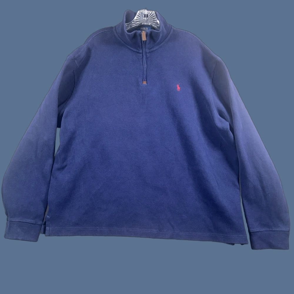 Polo Ralph Lauren Polo Ralph Lauren Sweater Shirt 2XL Blue Long Sleeve Mock Neck 1/4 Zip Pullover Size US XXL / EU 58 / 5 - 1 Thumbnail