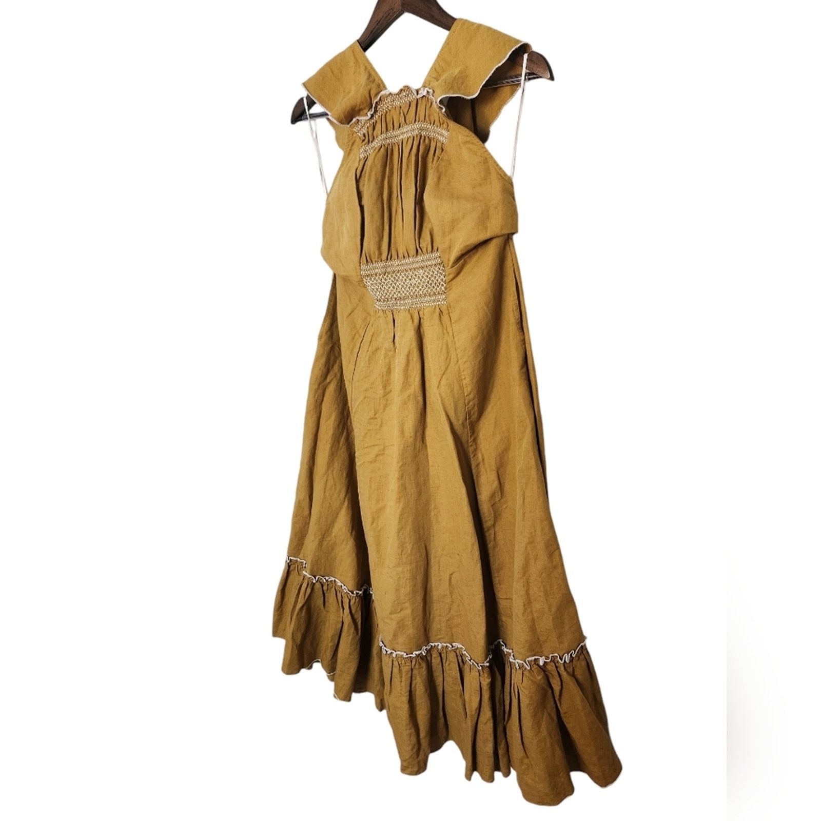 Free People Anika Midi Linen Dress Small