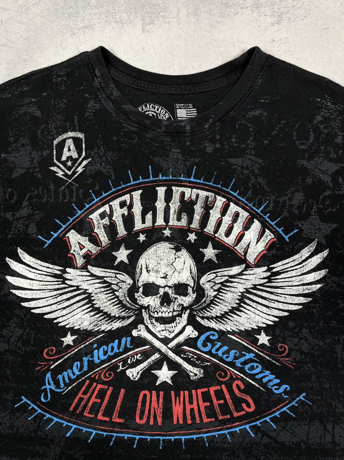 Affliction Vintage Affliction Y2K All Over Print Skulls T Shirt 00’s Size US M / EU 48-50 / 2 - 6 Thumbnail