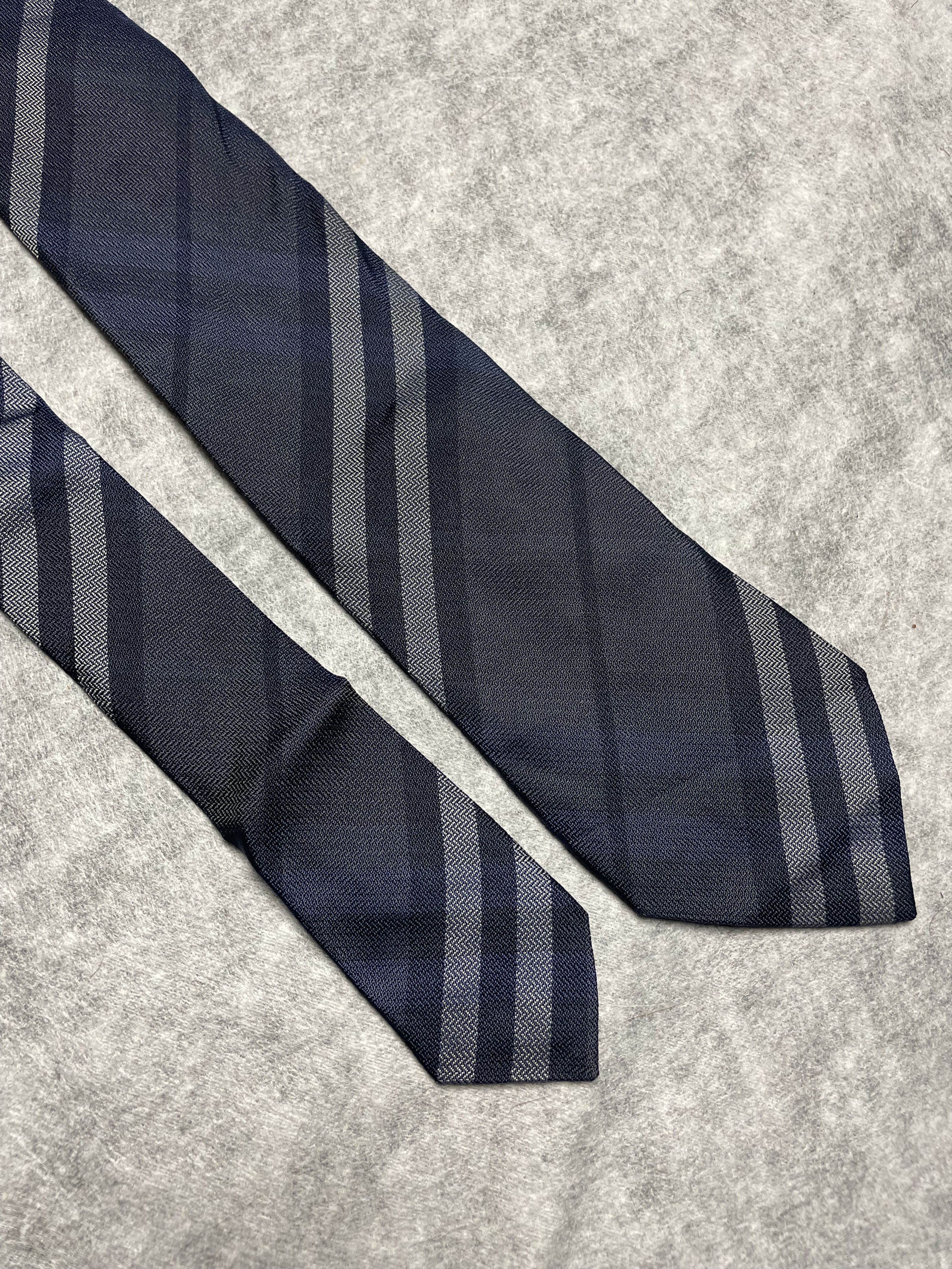 Burberry Burberry London Gray Blue Striped Plaid Silk Mens Tie Size ONE SIZE - 4 Thumbnail