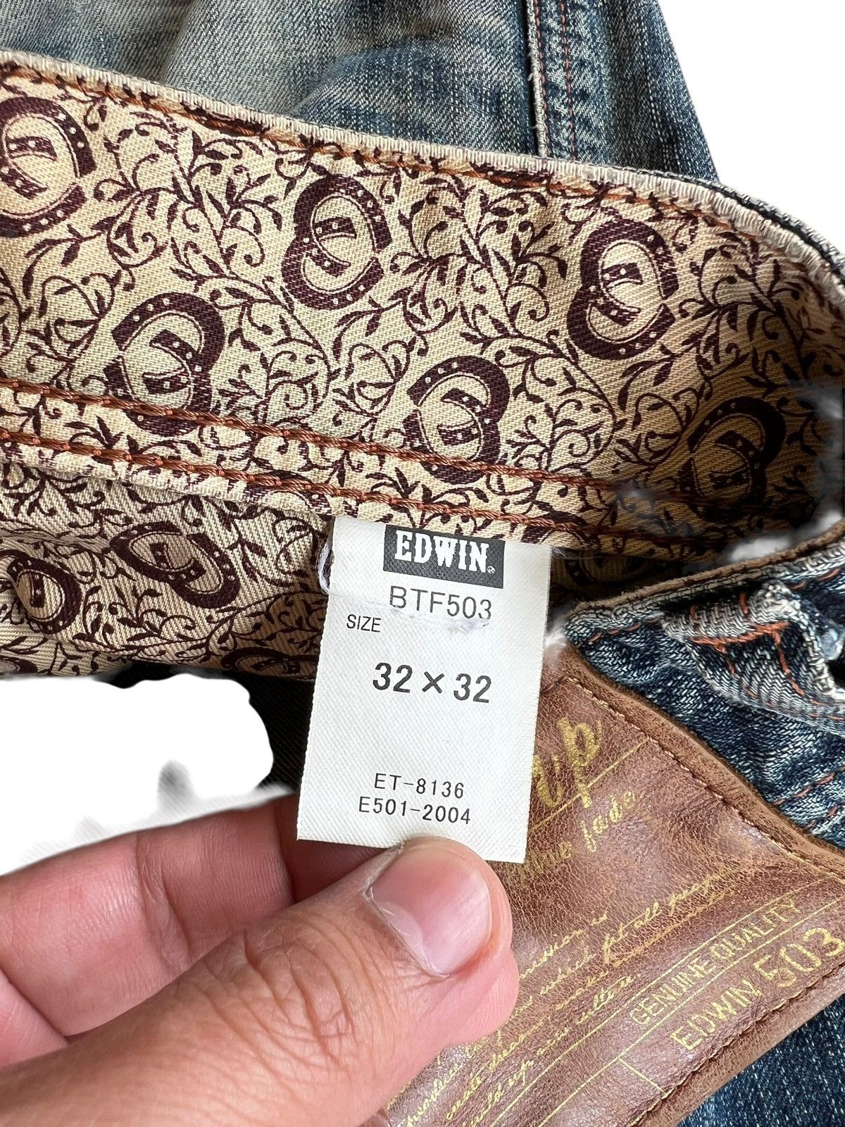 Edwin Vintage Flare Edwin 503 Blue Trip Clawmark Distress Jean Size US 33 - 17 Thumbnail