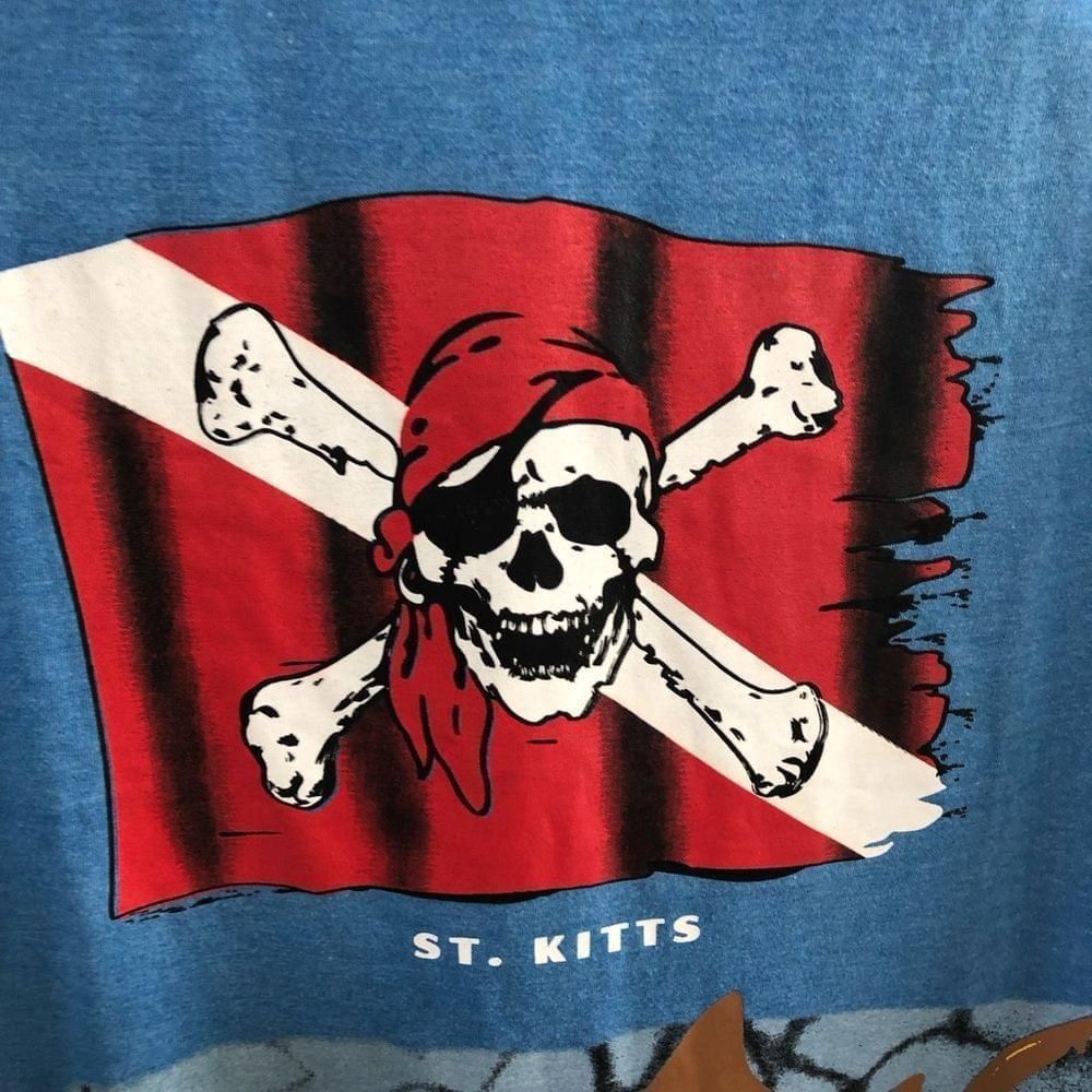 Other pirate skull ship shark sailor blue cotton T-shirt sz M Size US M / EU 48-50 / 2 - 4 Thumbnail