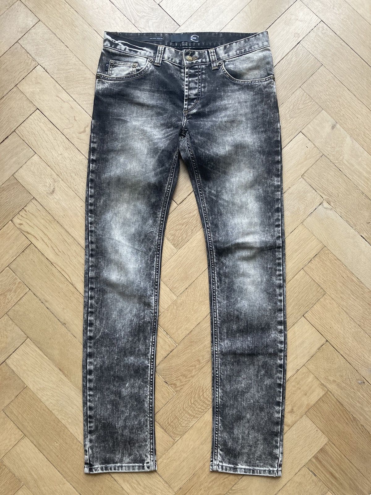 image of Just Cavalli x Roberto Cavalli Low Waist Slim Leg Jeans in Black, Men's (Size 30)