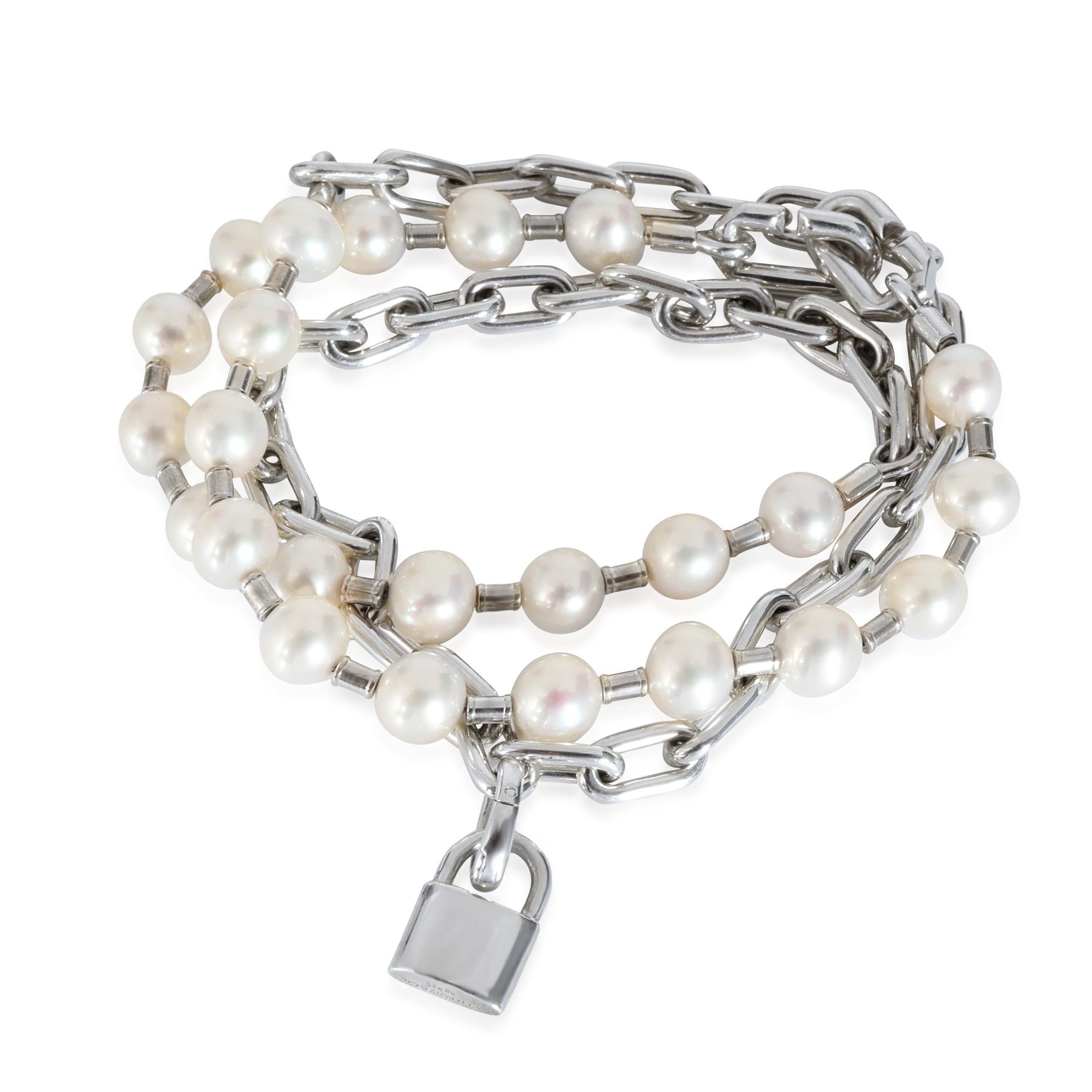 Tiffany & Co. Tiffany & Co. HardWear Lock Fresh Water Pearl Bracelet in Sterling Silver Size ONE SIZE - 1 Thumbnail