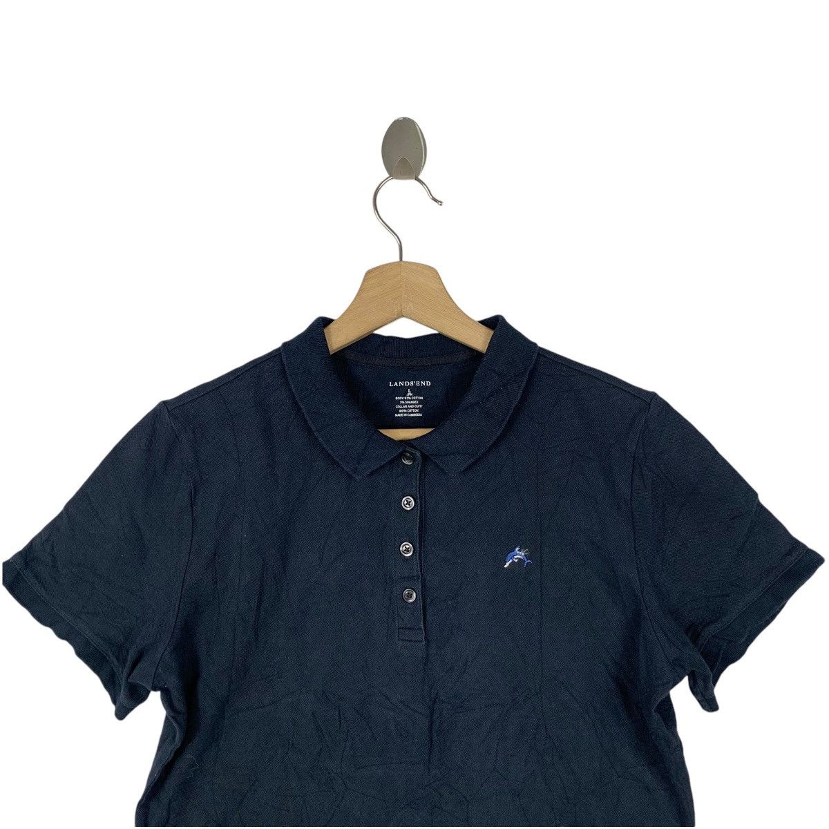 Lands' End Vintage LAND’S END DOLPHIN Embossed Logo Polo Tee Shirt Size L / US 10 / IT 46 - 2 Thumbnail