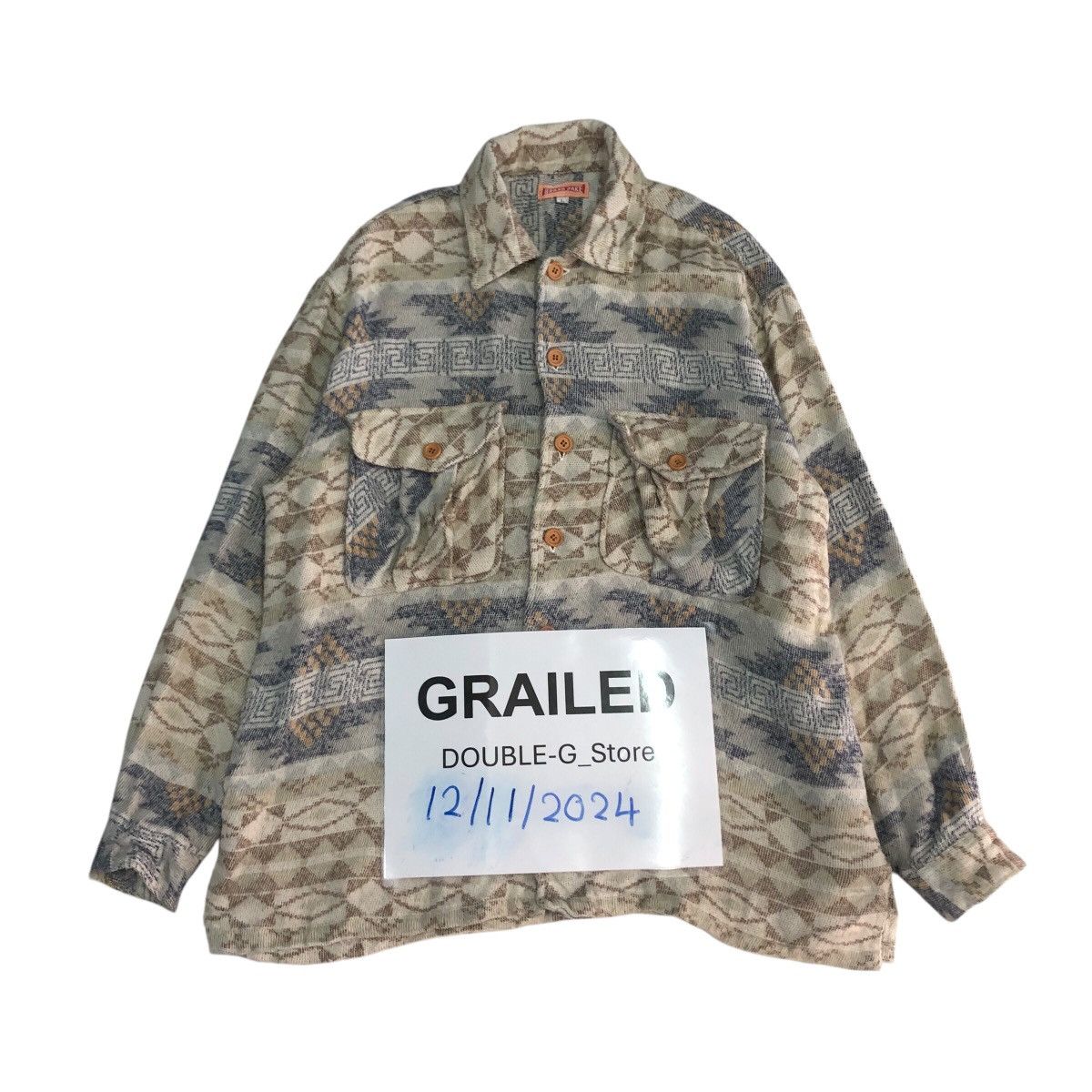 Japanese Brand × Vintage Vintage Chore Button Jacket Brand Jake Navajo Native Design Size US L / EU 52-54 / 3 - 1 Thumbnail