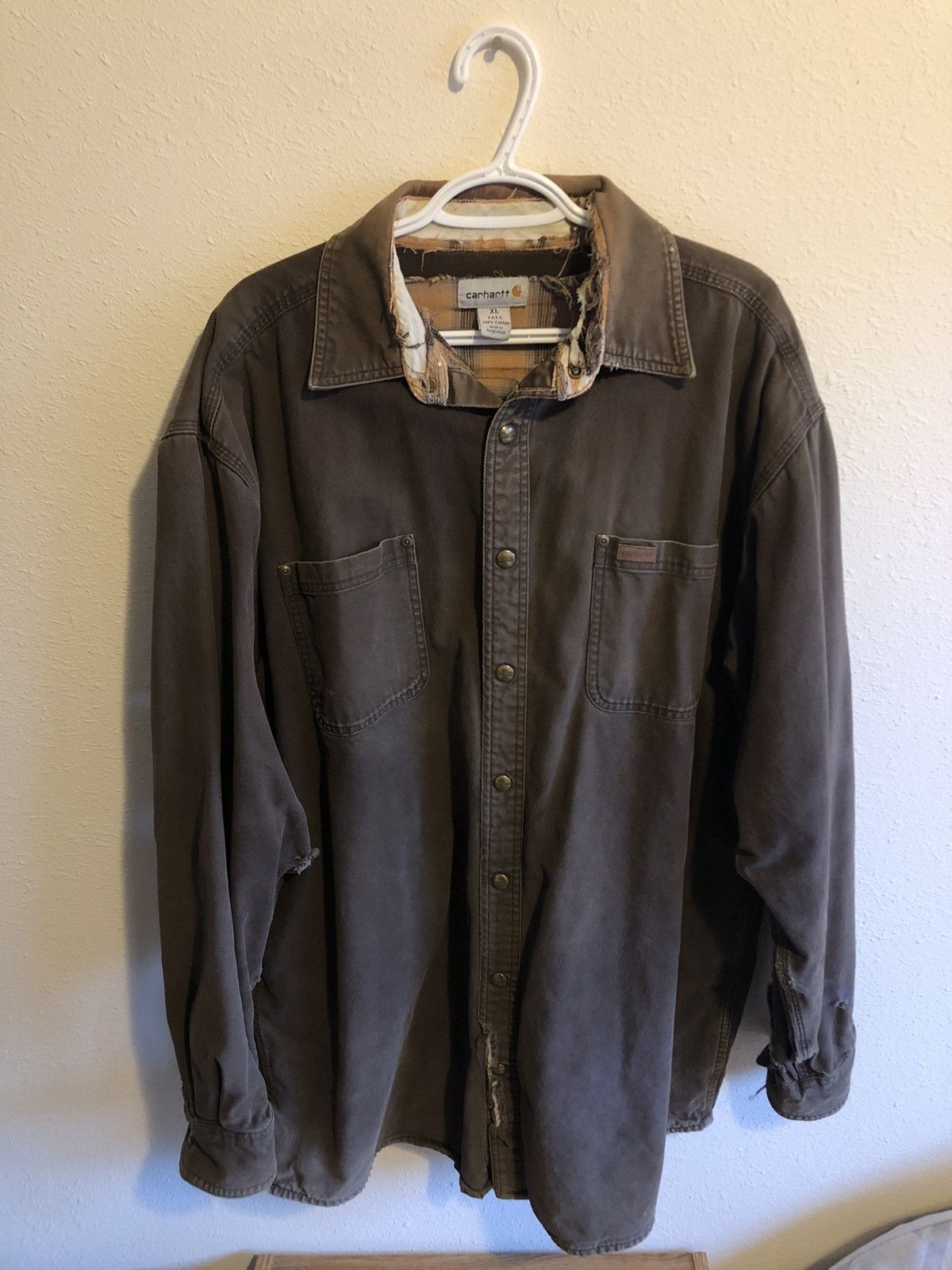 Carhartt × Vintage Vintage Carhartt S296 DKB Flannel-Lined Canvas Shirt-Jacket Size US XL / EU 56 / 4 - 14 Thumbnail