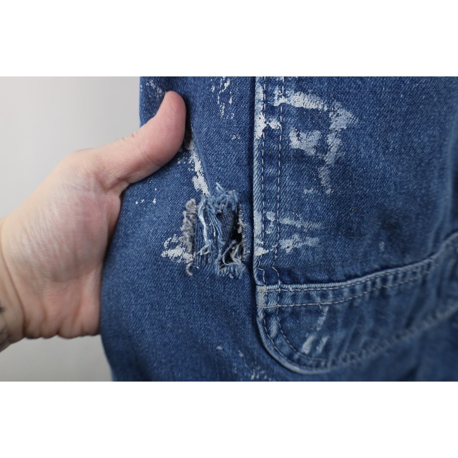 Vintage Vintage 90s Streetwear Thrashed Wide Leg Denim Overalls Size US 42 / EU 58 - 16 Thumbnail