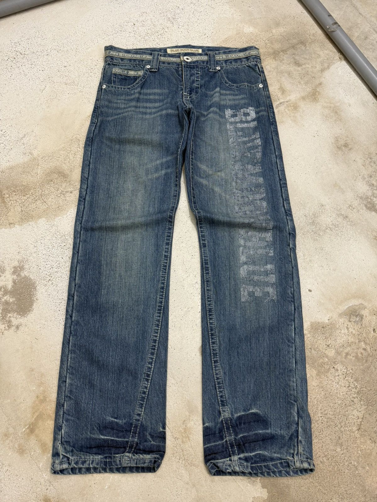 Japanese Brand Vintage Buckle Back Pants Blue Moon Blue Denim Pants Size US 29 - 1 Thumbnail