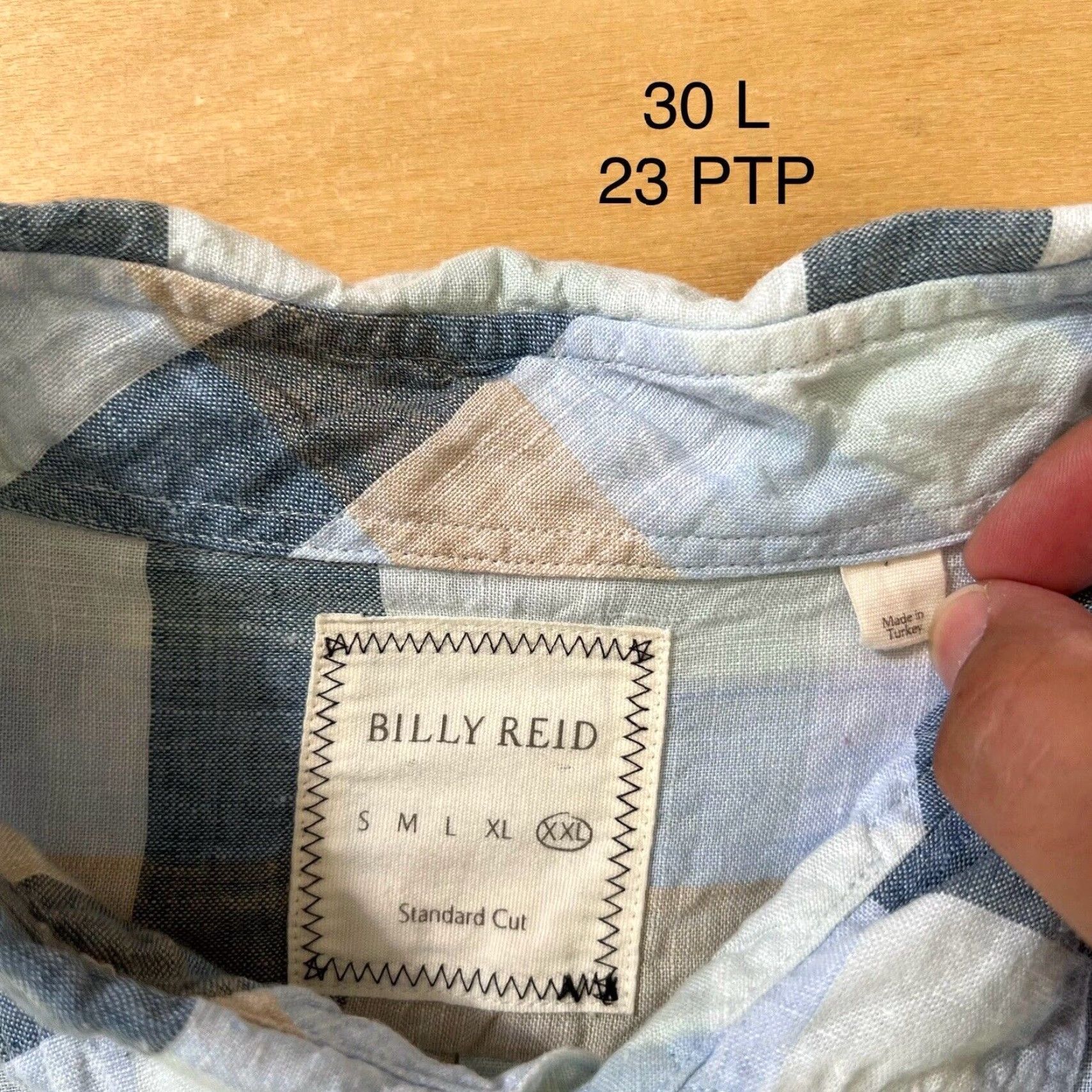Billy Reid Billy Reid Linen Shirt 2XL Blue Check Collared Button-Up Long Sleeve Casual Shirt Mens Size US XXL / EU 58 / 5 - 7 Thumbnail