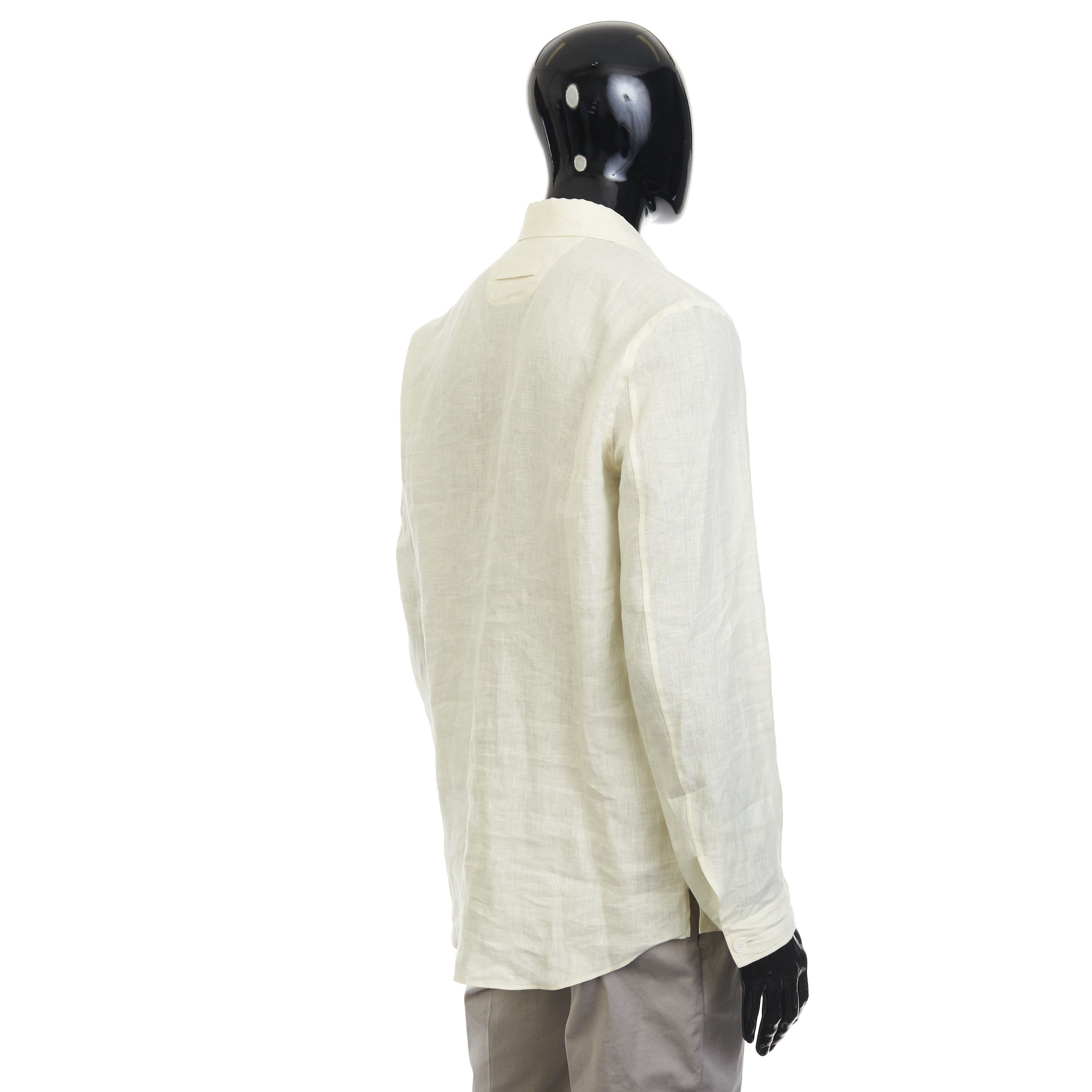 Ermenegildo Zegna Light Yellow Oasi Lino Polo Shirt with Vareuse Collar Size US S / EU 44-46 / 1 - 6 Thumbnail