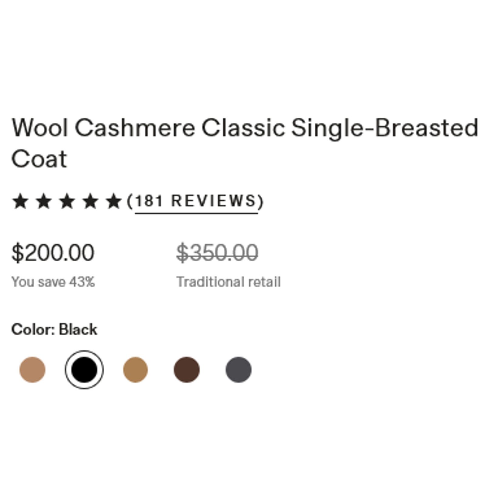 Quince Quince Wool Cashmere Classic Single-Breasted Coat Size L NWT Size L / US 10 / IT 46 - 7 Thumbnail