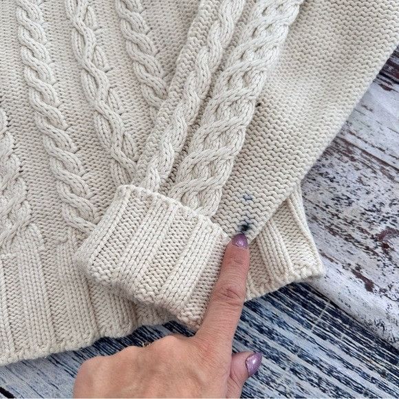 Saks Fifth Avenue Vintage Saks Fifth Avenue Cable Knit 100% Cotton Cream Turtl Size XL / US 12-14 / IT 48-50 - 5 Thumbnail
