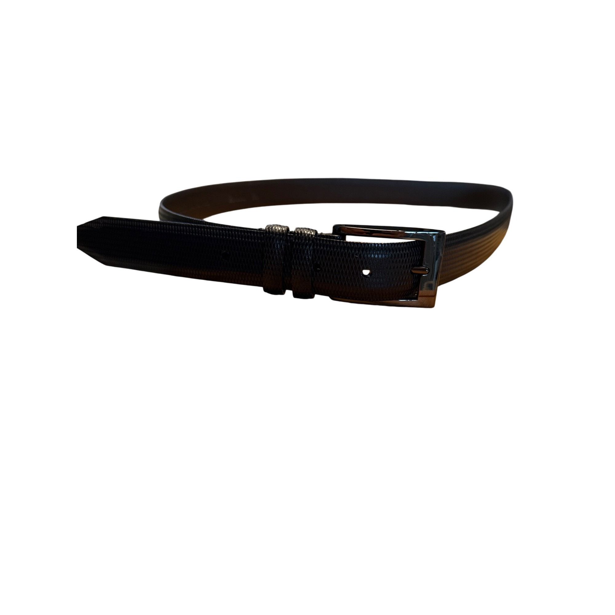 Designer Mens Warehouse Mens Black Leather Belt With Brass Buckle Siz Size 38 - 8 Thumbnail