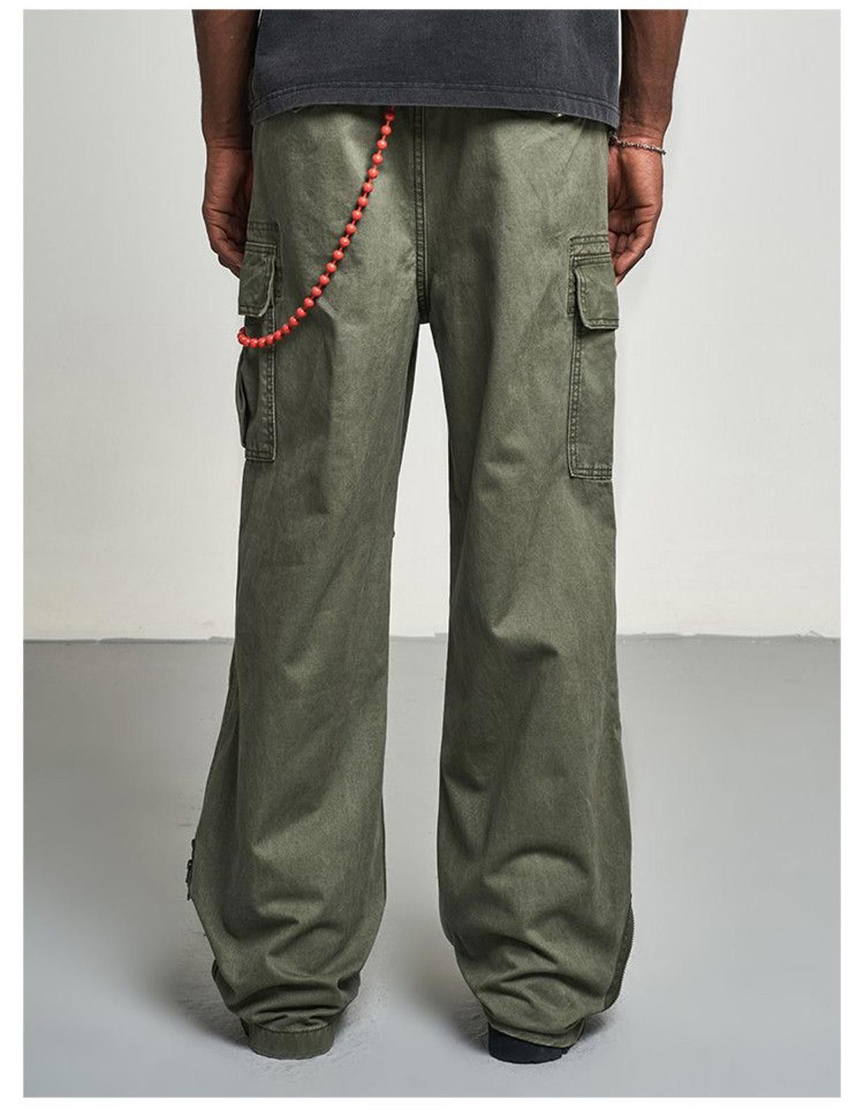 Japanese Brand Oliver Green Loose Straight Wide Leg Cargo Jeans Size US 30 / EU 46 - 6 Thumbnail