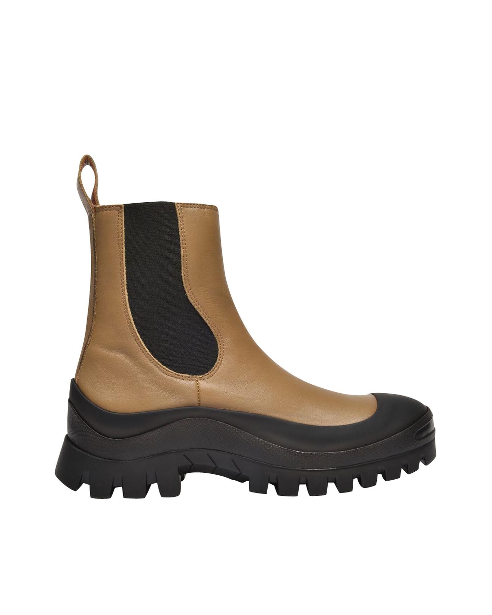image of Rejina Pyo Khaki Leather Ankle Boots With Vibram Sole in Green/Khaki, Women's (Size 5)