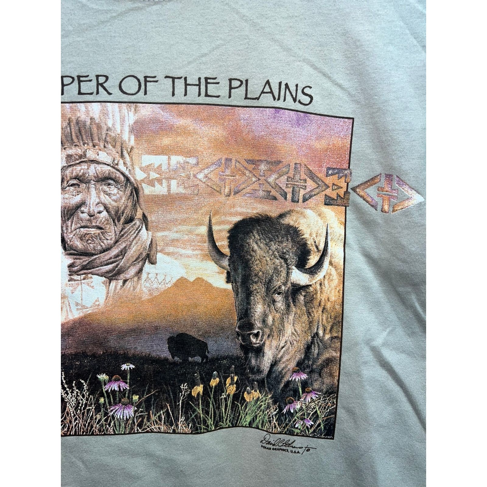 Anvil Vintage Native American Shirt Keeper Of The Plains Brown Tee Size US S / EU 44-46 / 1 - 3 Thumbnail