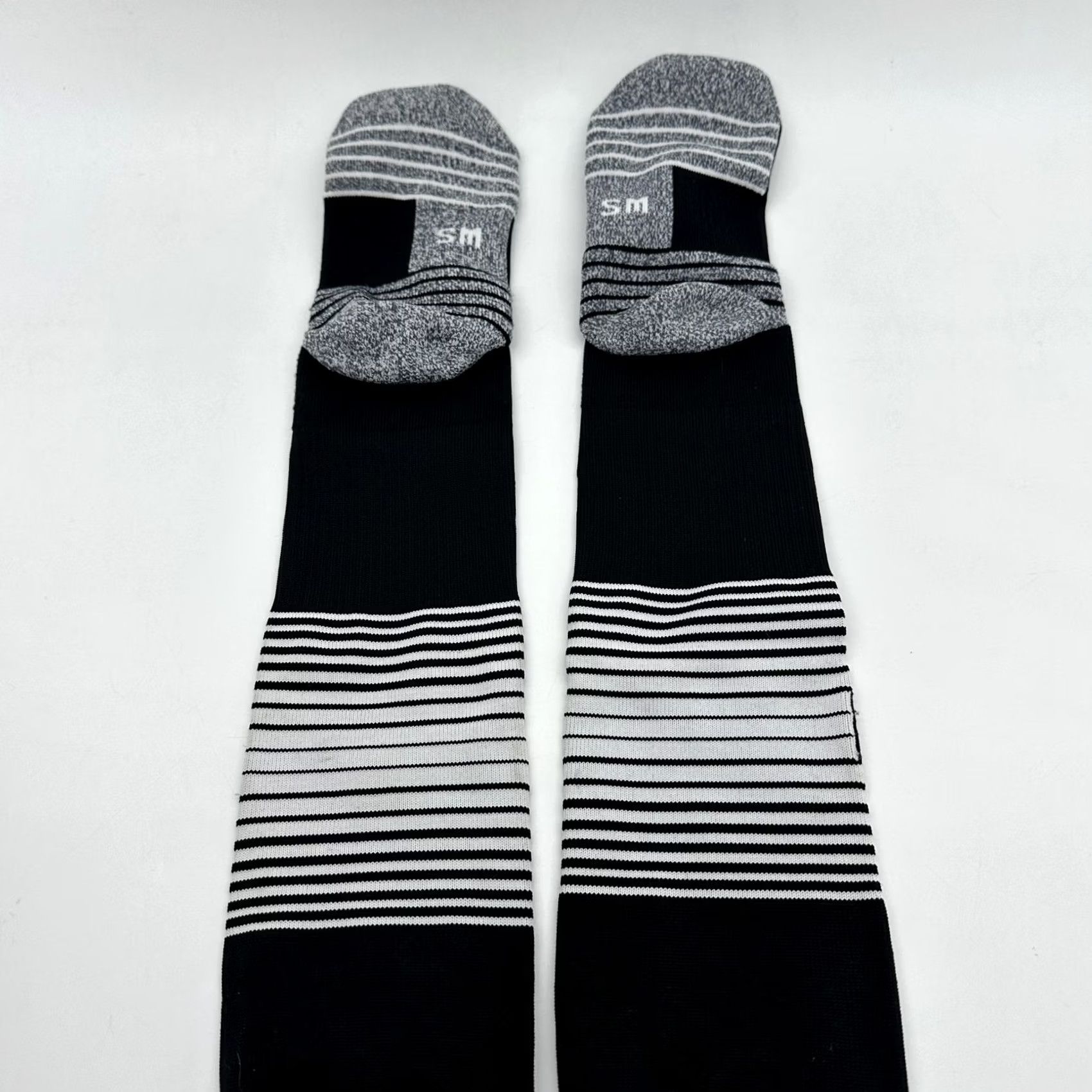 Adidas Adidas Socks Mens Over The Calf Black White Striped Cushioned Soccer Athletic Socks M Adult Mens Size ONE SIZE - 4 Thumbnail