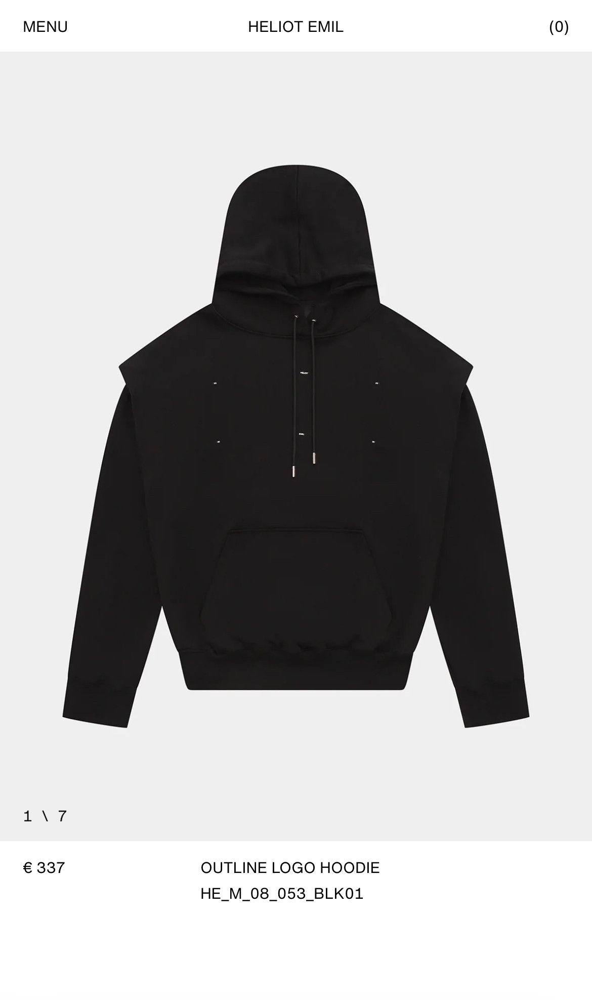 Heliot Emil Heliot emil OUTLINE LOGO HOODIE Size US L / EU 52-54 / 3 - 4 Thumbnail