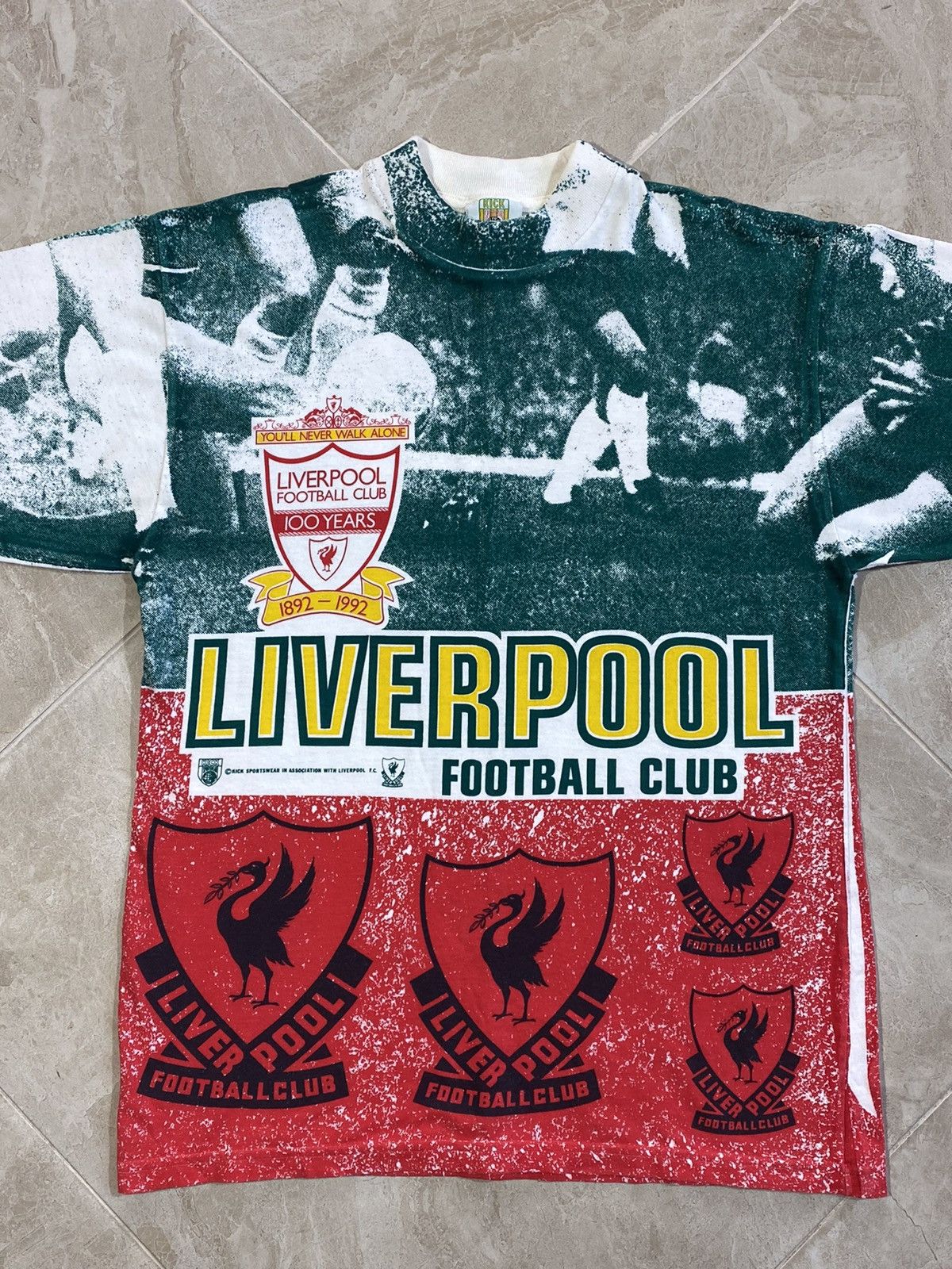 Band Tees × Vintage Vintage 1992 liverpool 100 years of glory all over print tee Size US M / EU 48-50 / 2 - 5 Thumbnail