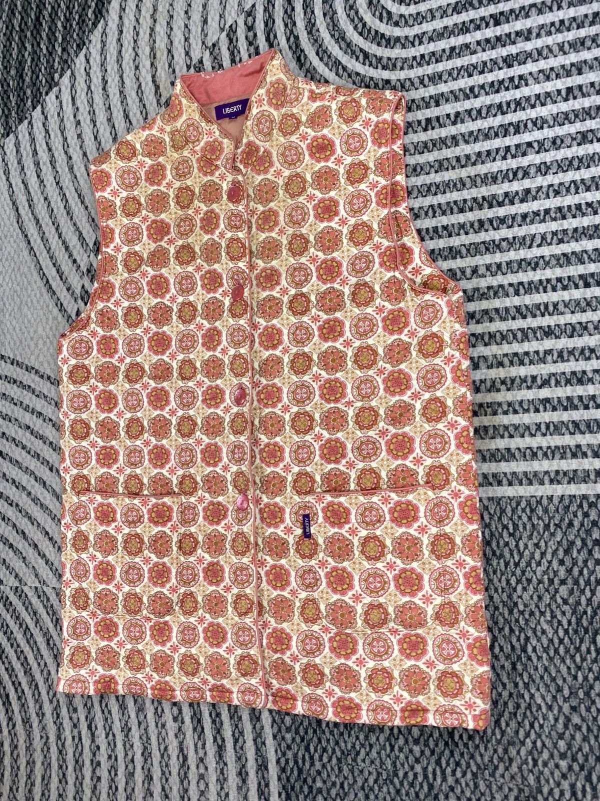 Liberty London Vintage Liberty Sleeveless Geometric Printed Nehru Jacket Size US M / EU 48-50 / 2 - 4 Thumbnail