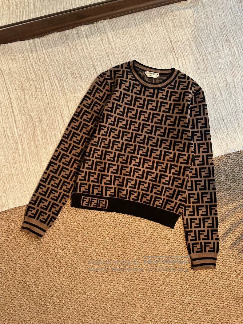Fendi Fendi FF Monogram Printed Logo Knit Long Sleeve Sweater - Size XS / US 0-2 / IT 36-38 - 2 Thumbnail