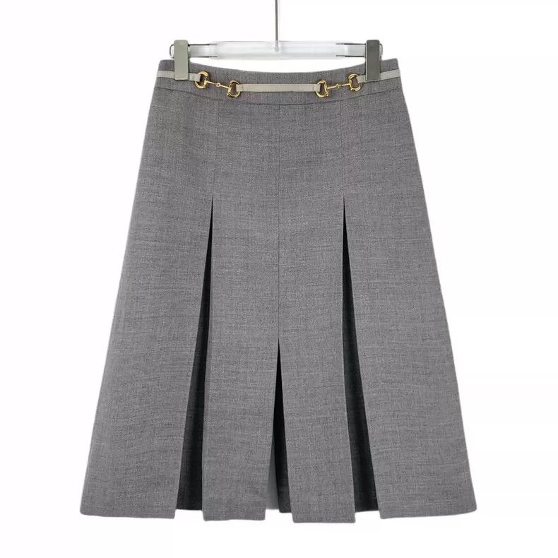 Gucci Gucci Gray logo wool casual pleated skirt Size 25" / US 0 / IT 36 - 1 Thumbnail