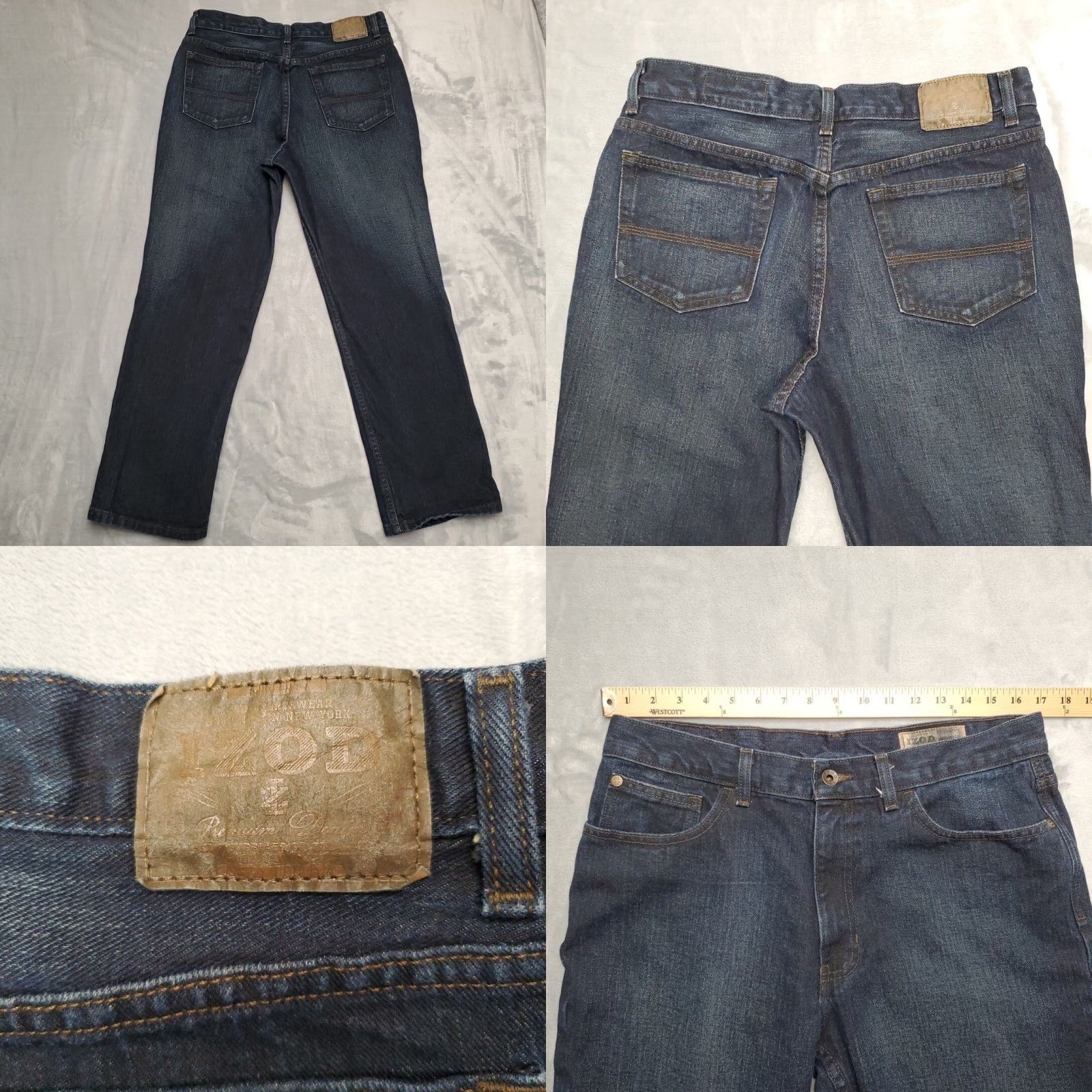 Izod Izod Jeans Mens 34x30 Blue Premium Straight Leg Dark Wash Denim Pants Jeans Straight Mens 34 Blue Dark Wash 5-Pocket Design Belt Loops Shirtable? Size US 34 / EU 50 - 8 Thumbnail