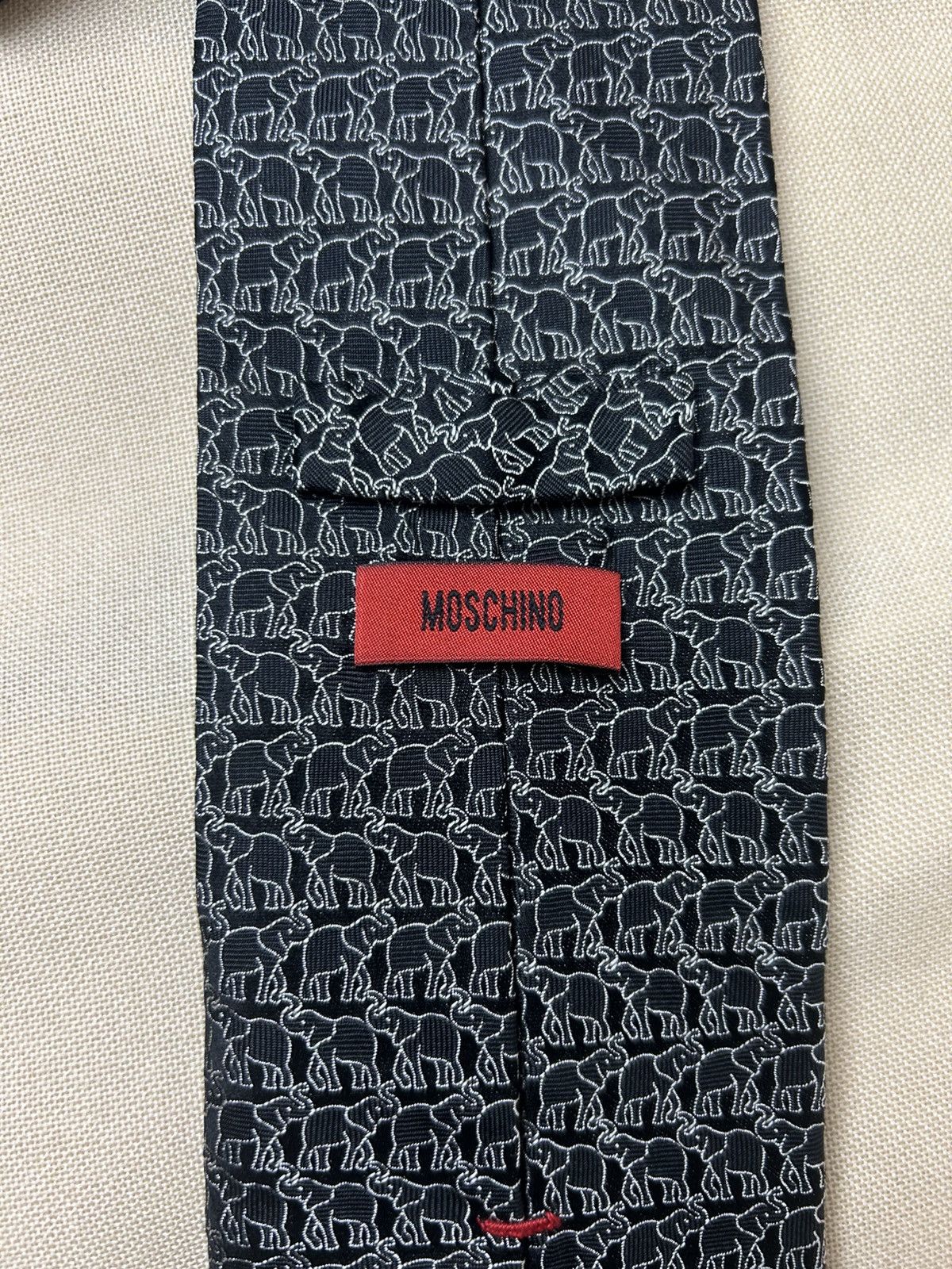Moschino Moschino black silver elephant Silk Mens Tie Size ONE SIZE - 4 Thumbnail