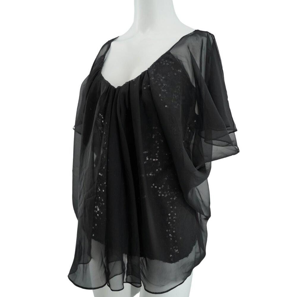 Designer Badgley Mischka Black Sequin Blouse Size XS Size XS / US 0-2 / IT 36-38 - 5 Thumbnail