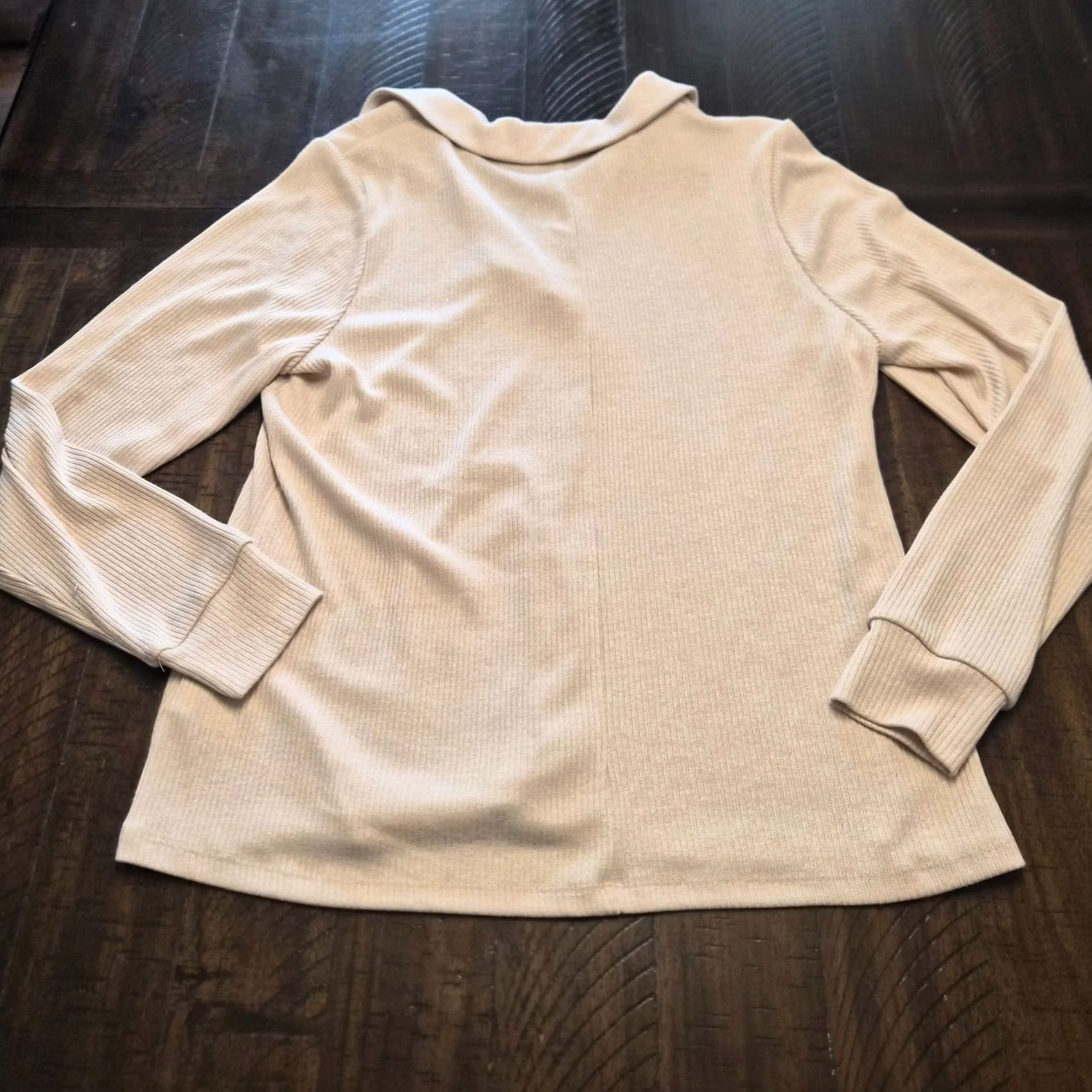 Vintage Lane Bryant Womens Blouse Long Sleeve Size 14 Ivory Ribbed Collared Pullover Knit Solid G106 Size XL / US 12-14 / IT 48-50 - 5 Thumbnail