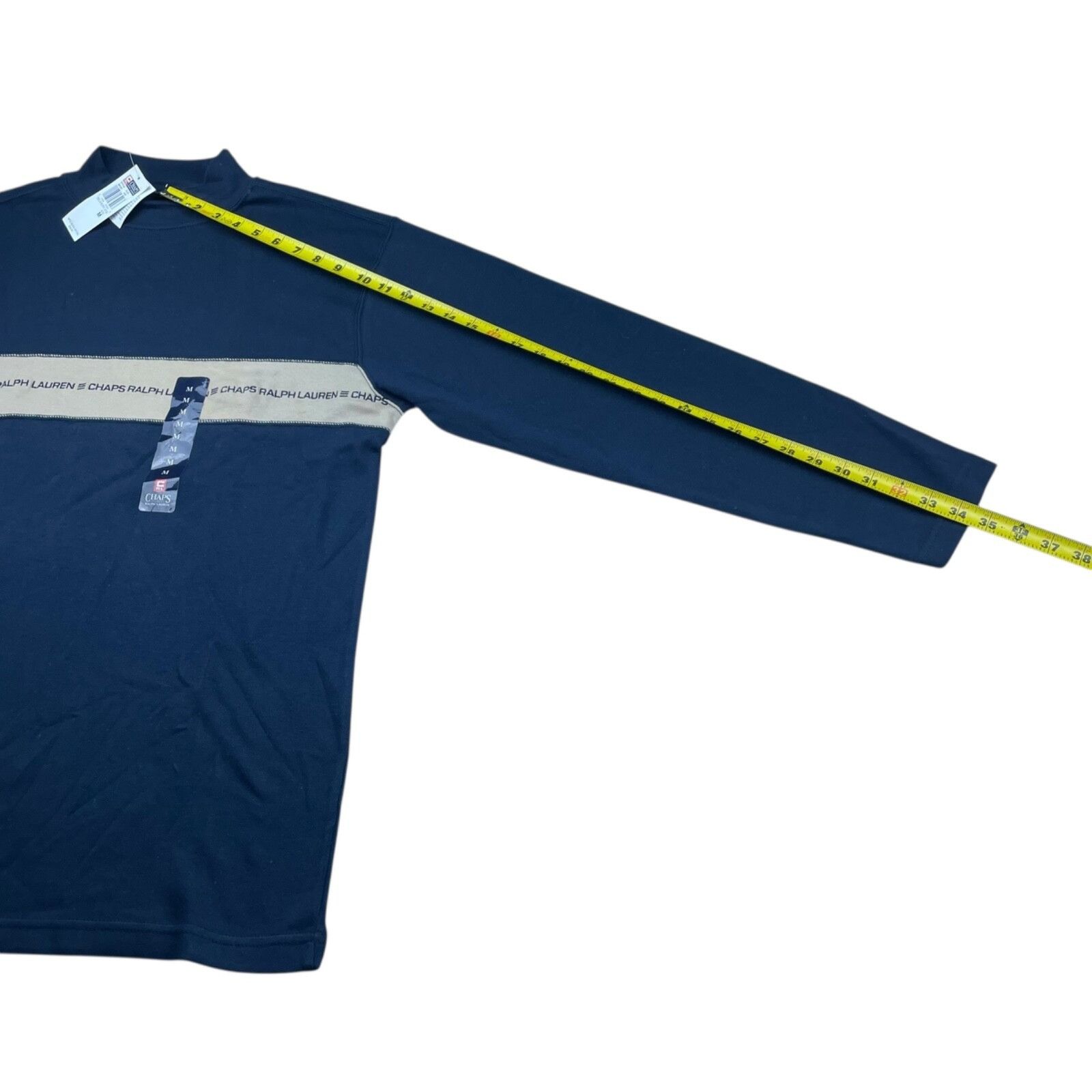 Chaps Ralph Lauren NEW Ralph Lauren Chaos Men's Y2K Mock Neck T-Shirt Navy/Beig Size US M / EU 48-50 / 2 - 6 Thumbnail