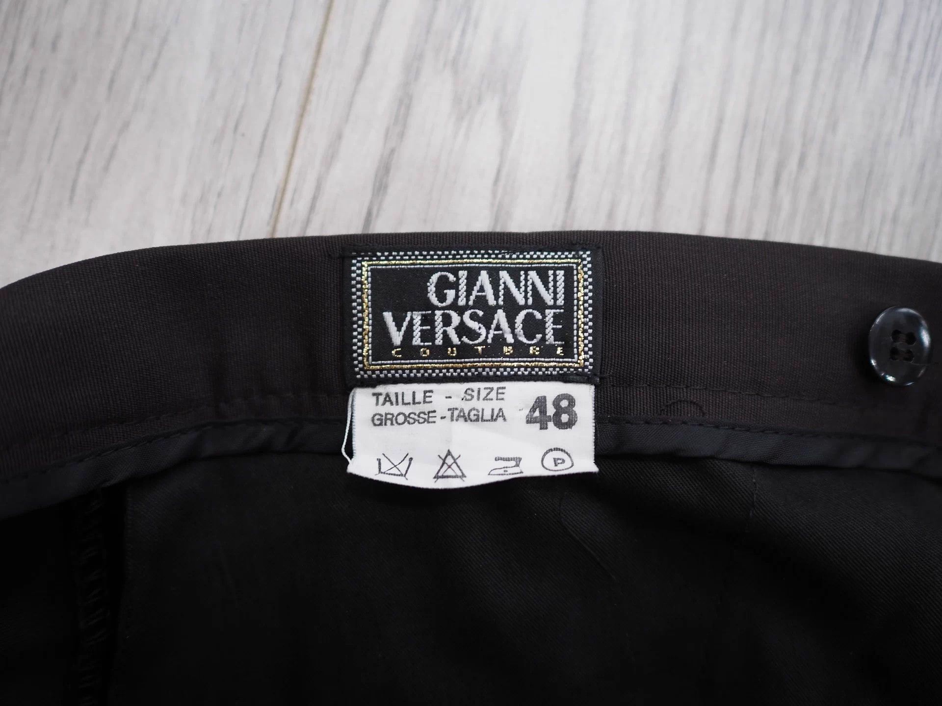 Versace 1990s #Gianny Versace Brown Wool Side Stripe Trousers Size US 35 - 5 Thumbnail