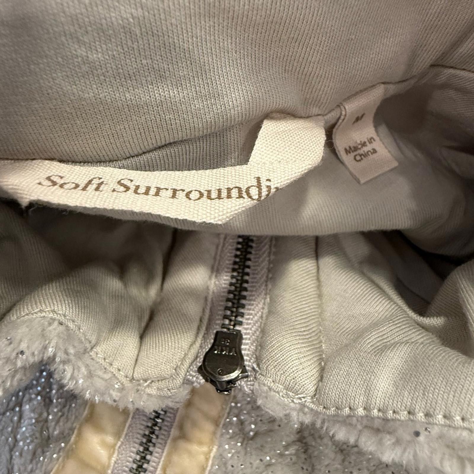 Other Soft Surroundings gray silver glitter zip faux fur jacket M Size M / US 6-8 / IT 42-44 - 8 Thumbnail