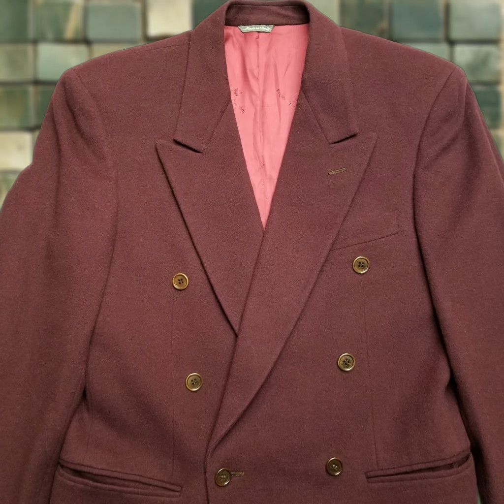Urbis Blazer Mens Italian 48 Roger Stuart Eugenio Tombolini Jacket Wool Cashmere Polyester Red - Vintage Men 48 Regular Solid