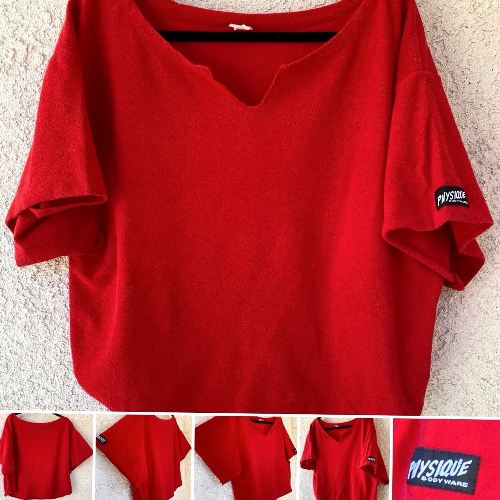 Vintage VINTAGE Physique Bodywear Red Terry Gym Top Unisex Adult Shirt Short Sleeve One Size 80s Theme Size US M / EU 48-50 / 2 - 2 Thumbnail