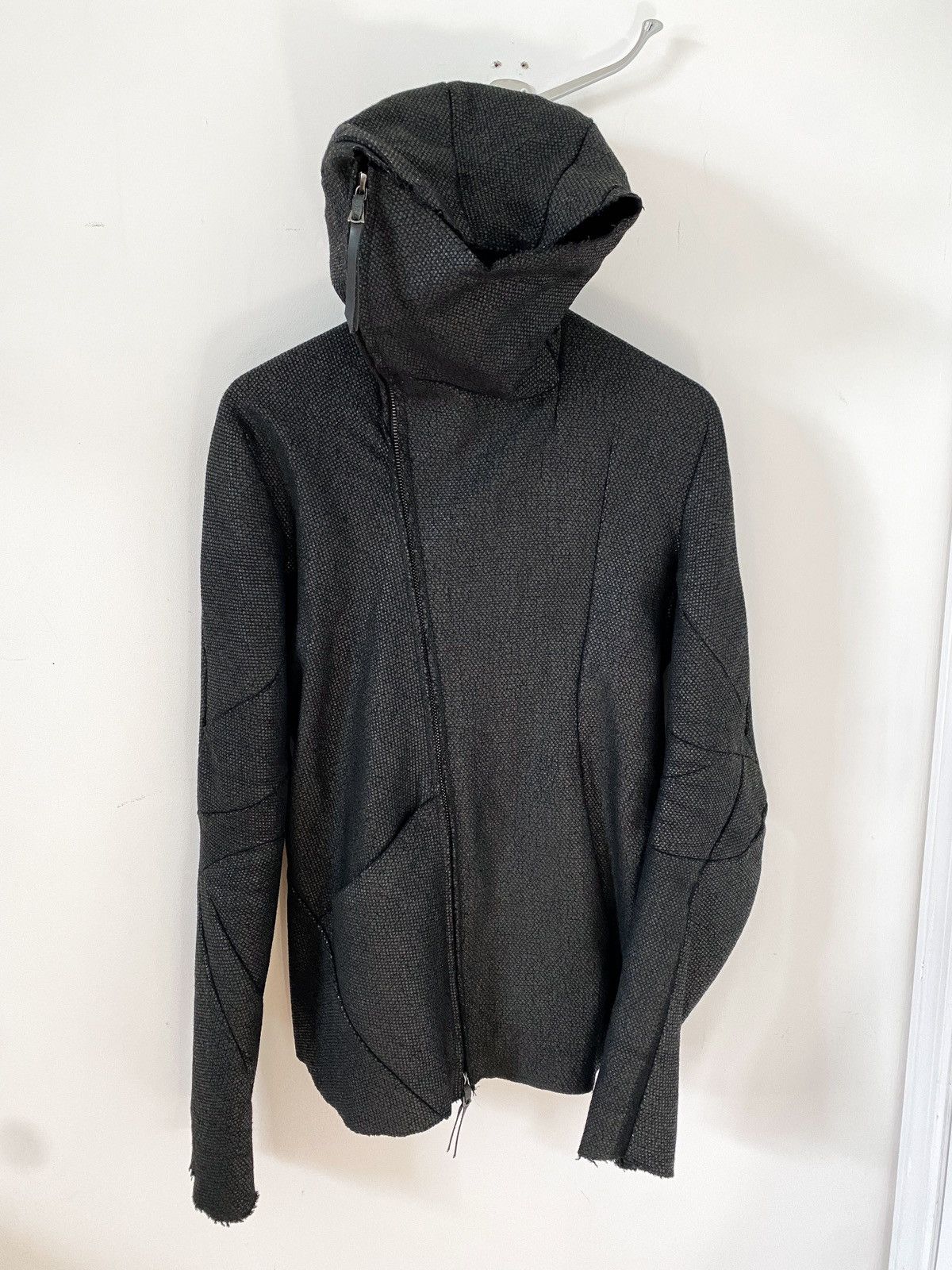 image of Leon Emanuel Blanck 1 Of 1 Coated Wool Distortion Hoody in Black, Men's (Size Medium)