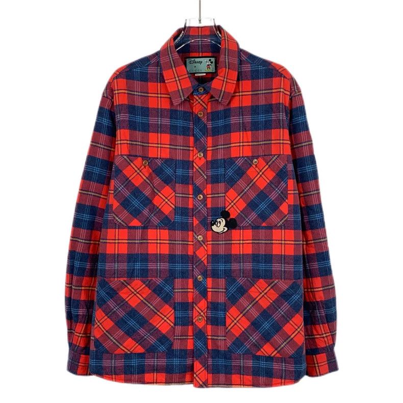 Gucci x Disney Red Plaid Long Sleeve Shirt-dmc