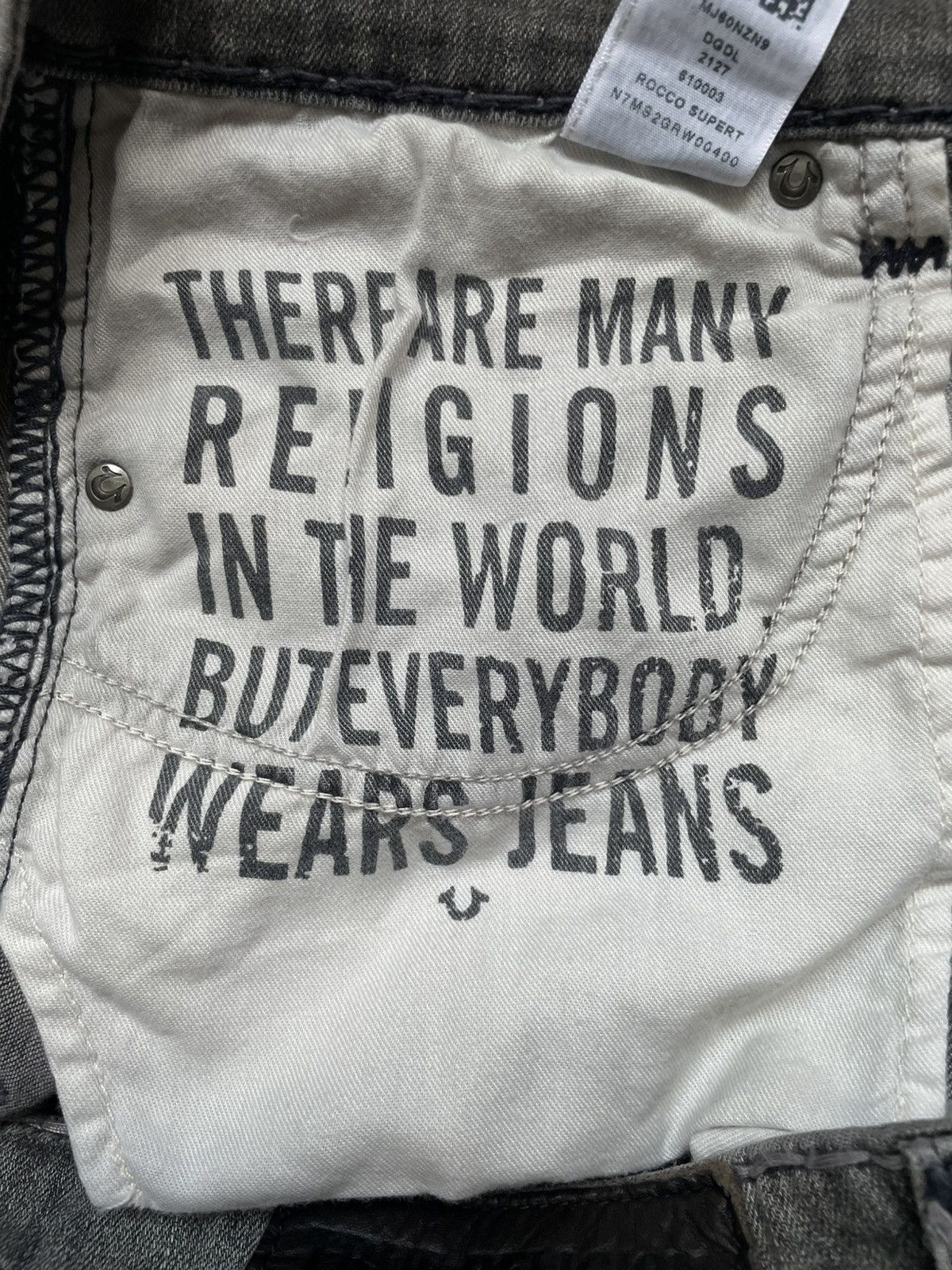 Daily Paper Y2K Japanese Designer Rap True Religion Usa Distressed Denim Size US 36 / EU 52 - 14 Thumbnail