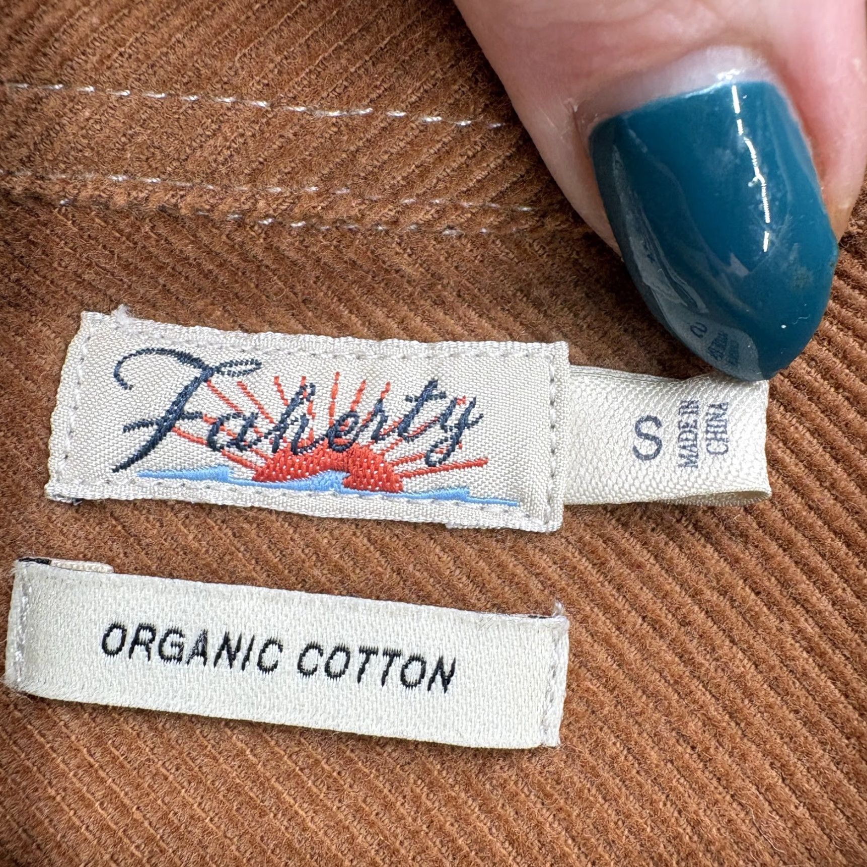 Faherty Faherty Shirt Womens S Beige Windowpane Plaid Flannel Button-Up Elbow Patch Corduroy Knit Stretch Casual Fall Winter Vintage: No (omit) Size S / US 4 / IT 40 - 5 Thumbnail