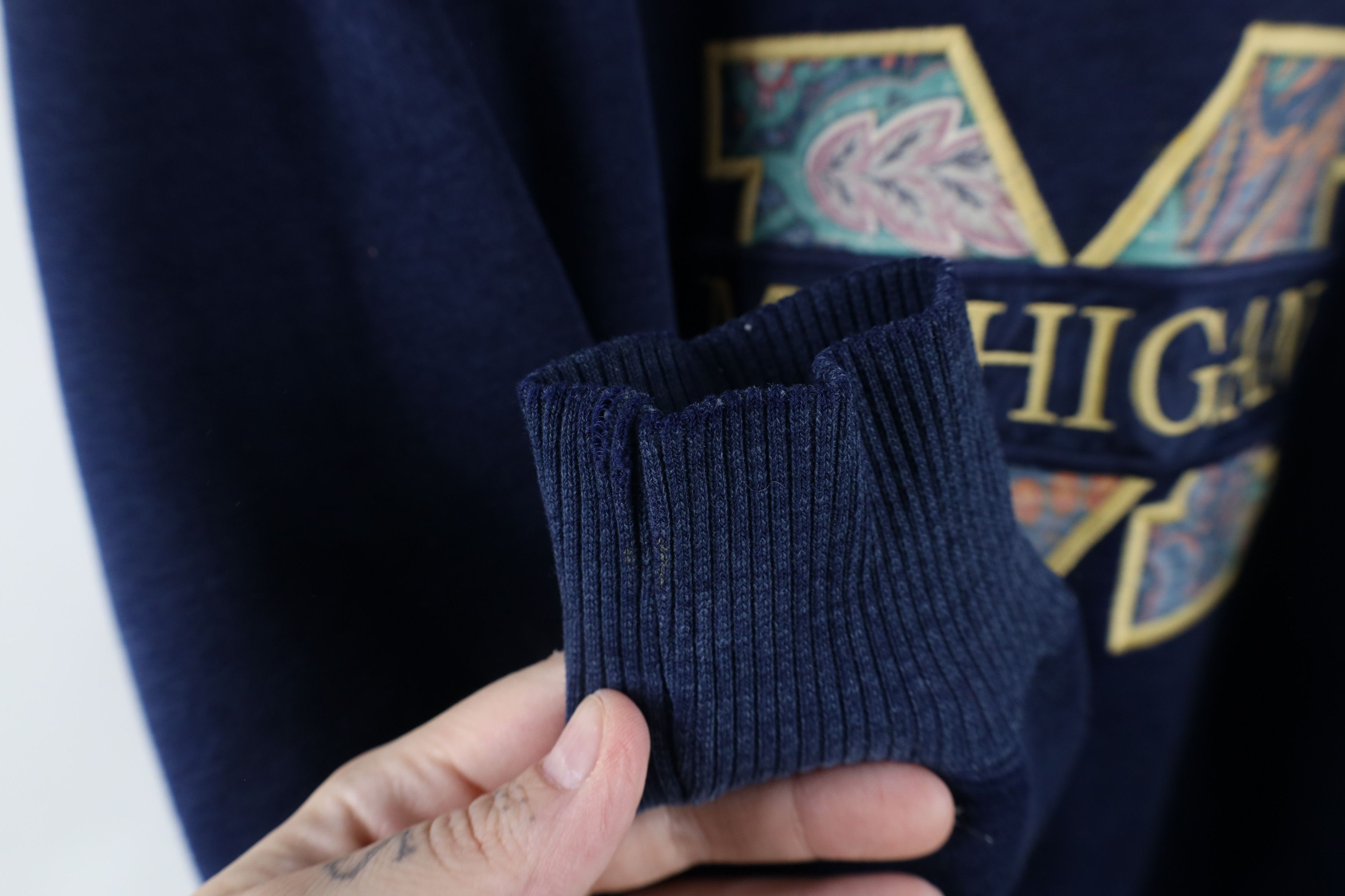 Vintage Vintage 90s Block M University of Michigan Sweatshirt Size L / US 10 / IT 46 - 6 Thumbnail