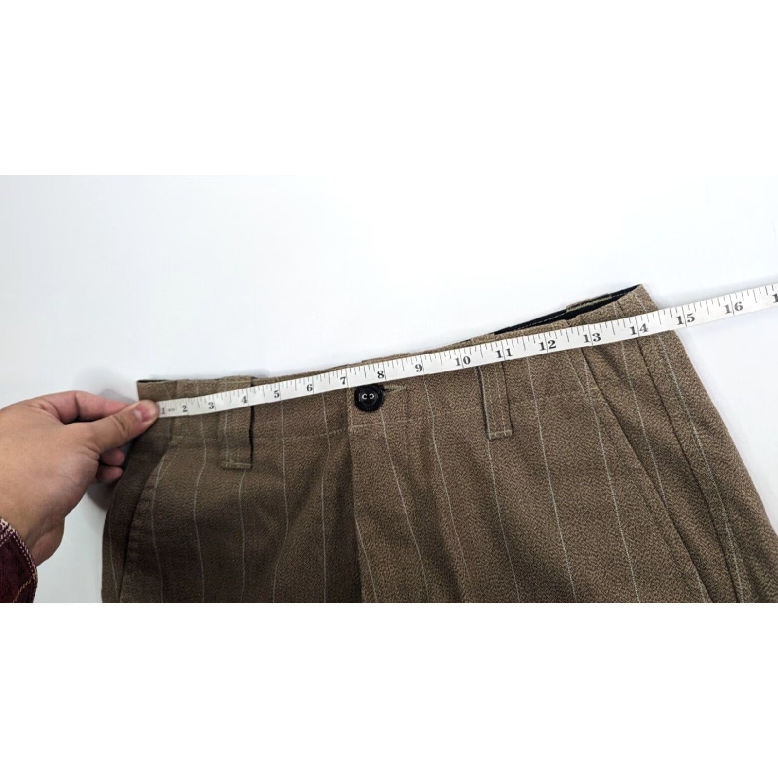Vintage Lost Mens Stripe Chino Shorts Flat Front 28 Brown 28" Size US 28 / EU 44 - 5 Thumbnail