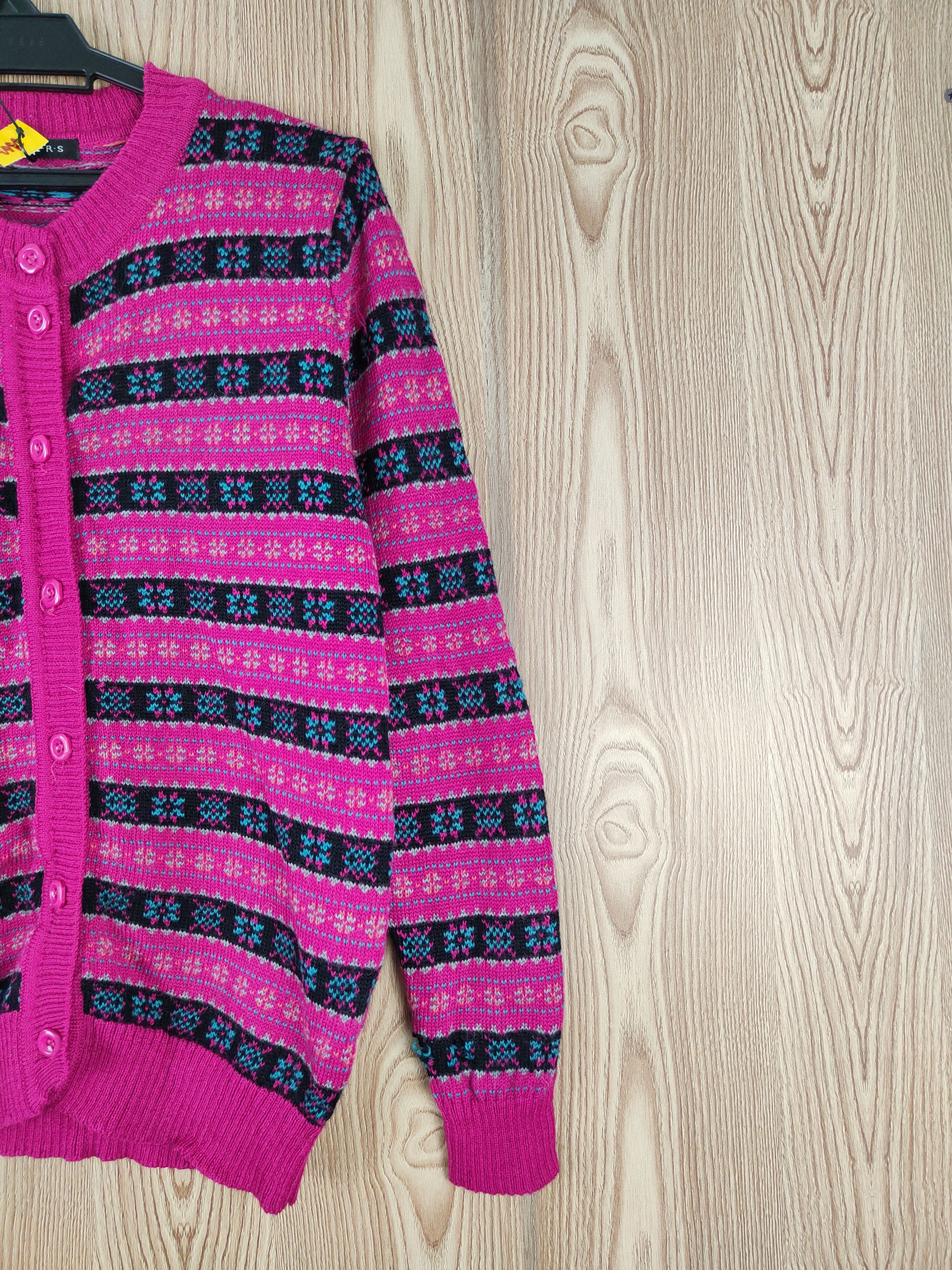 Japanese Brand Piers Dark Pink Knitwear art design Cardigan #W134 Size M / US 6-8 / IT 42-44 - 5 Thumbnail