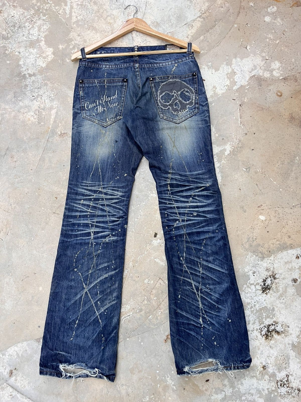 Japanese Brand 💥Semantic Design Skull Distressed Jeans Size US 31 - 2 Thumbnail