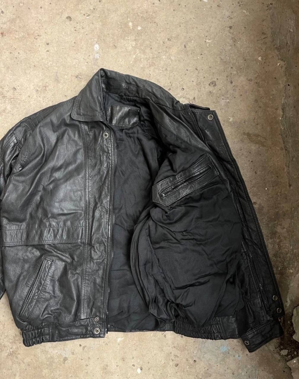 Other Vintage Real Leather Black Bomber Jacket Size US M / EU 48-50 / 2 - 2 Thumbnail
