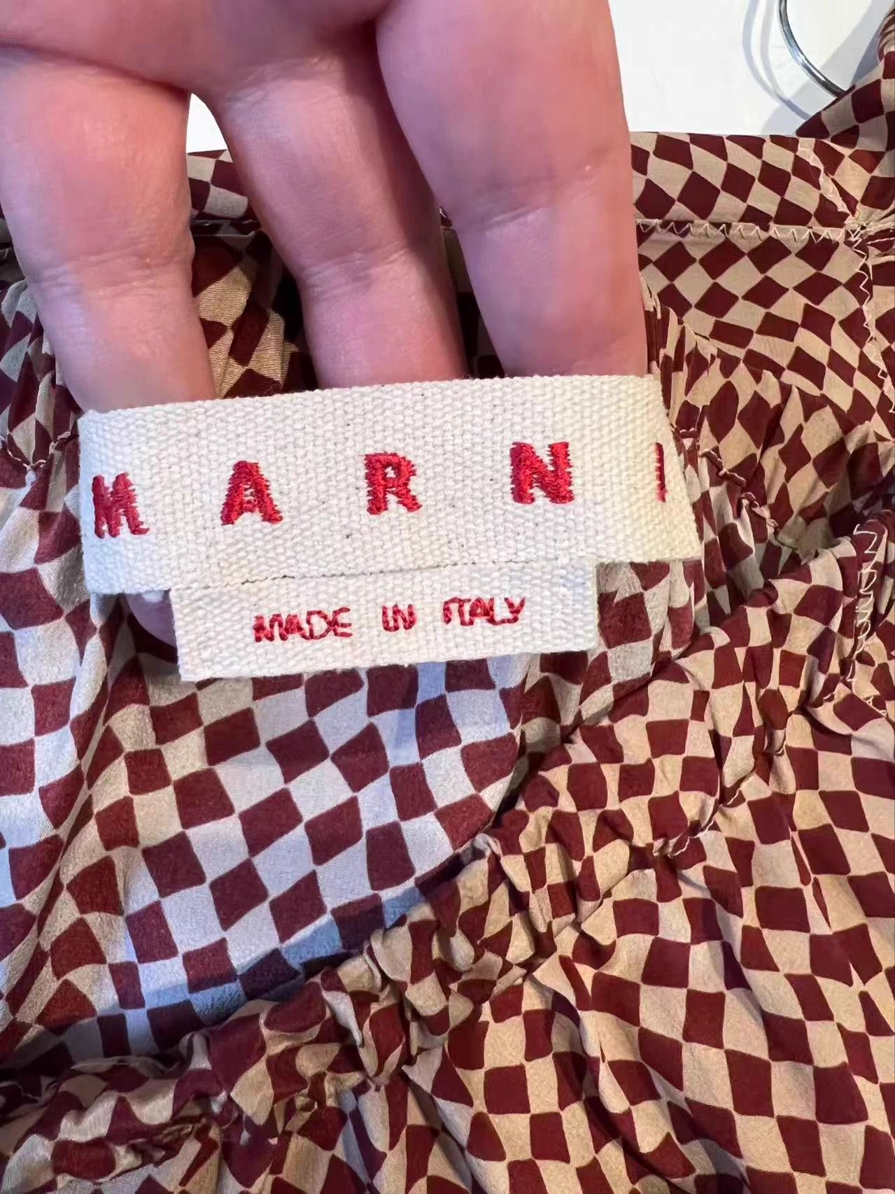 Marni Marni Red White Check Silk Layered Midi Skirt M Size 27" / US 4 / IT 40 - 6 Thumbnail