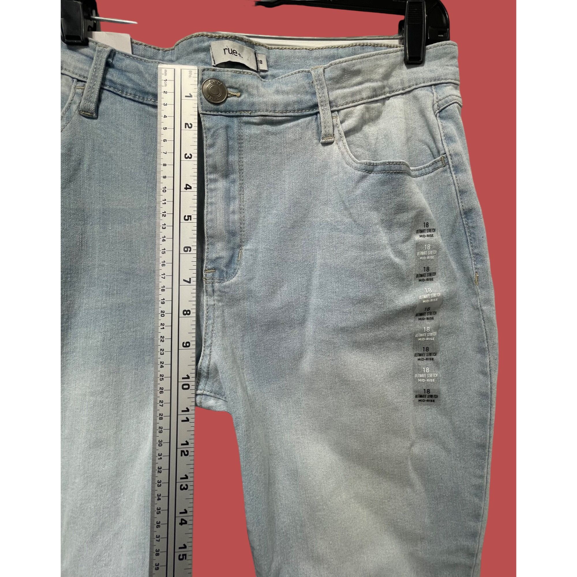 Other Rue + - Women's Ultimate Stretch Mid-Rise Jeans - Light Blue Size 40" / US 18 - 5 Thumbnail