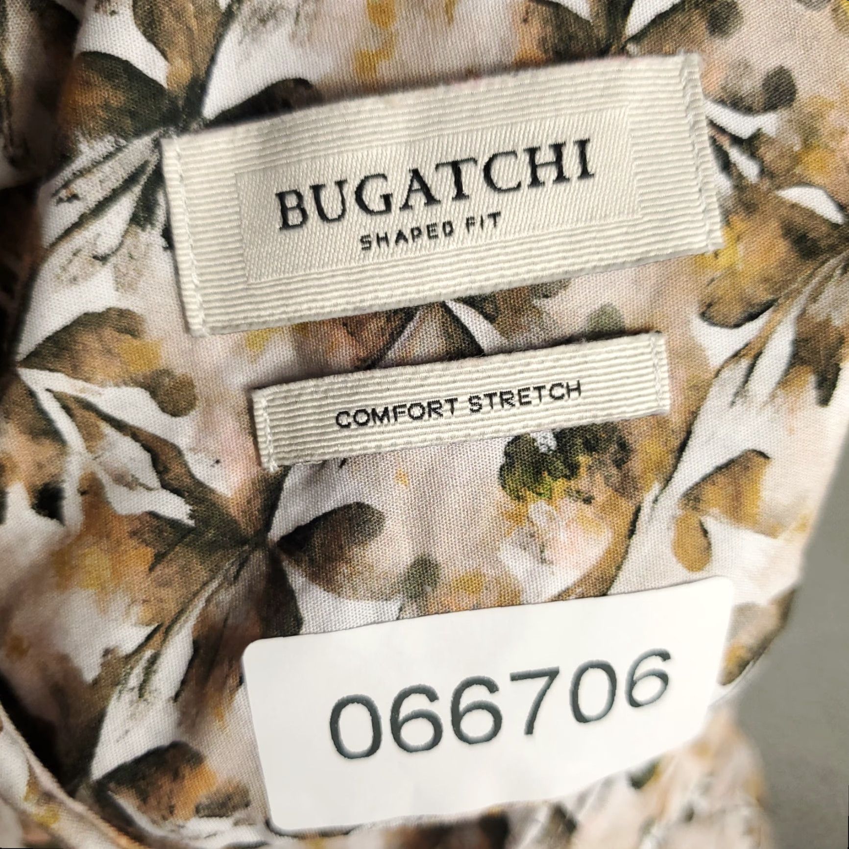 BUGATCHI Bugatchi Uomo Shirt Mens XL Beige Floral Button-Up Long Sleeve Size US XL / EU 56 / 4 - 8 Thumbnail