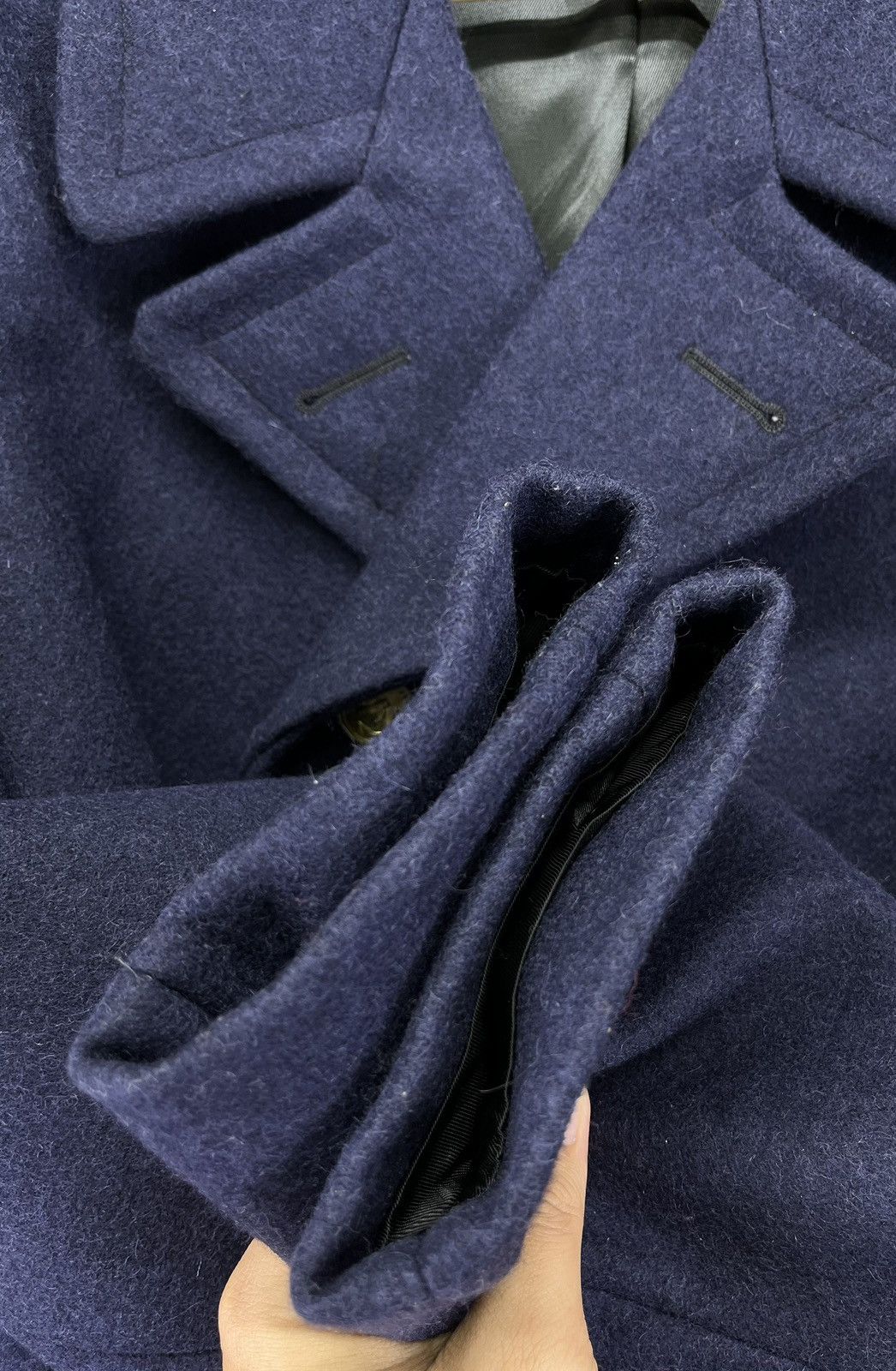 Vintage Vintage 80s GMBH Germany Navy Wool Double Breasted Jacket Size US S / EU 44-46 / 1 - 16 Thumbnail